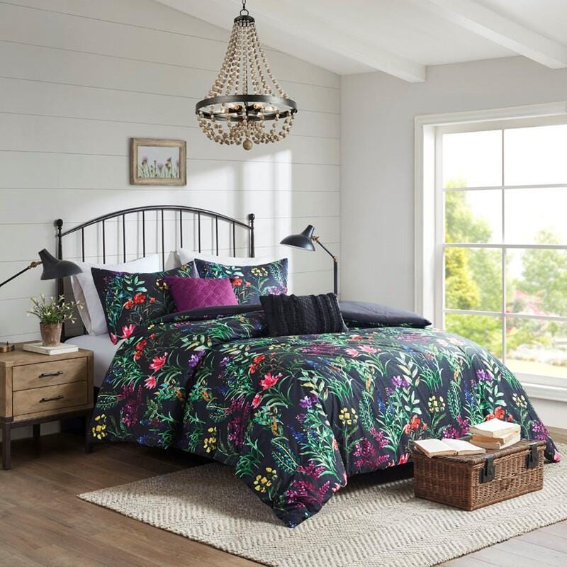 Madison Park Tasha 5-Piece Full/Queen Comforter Set, Black, large