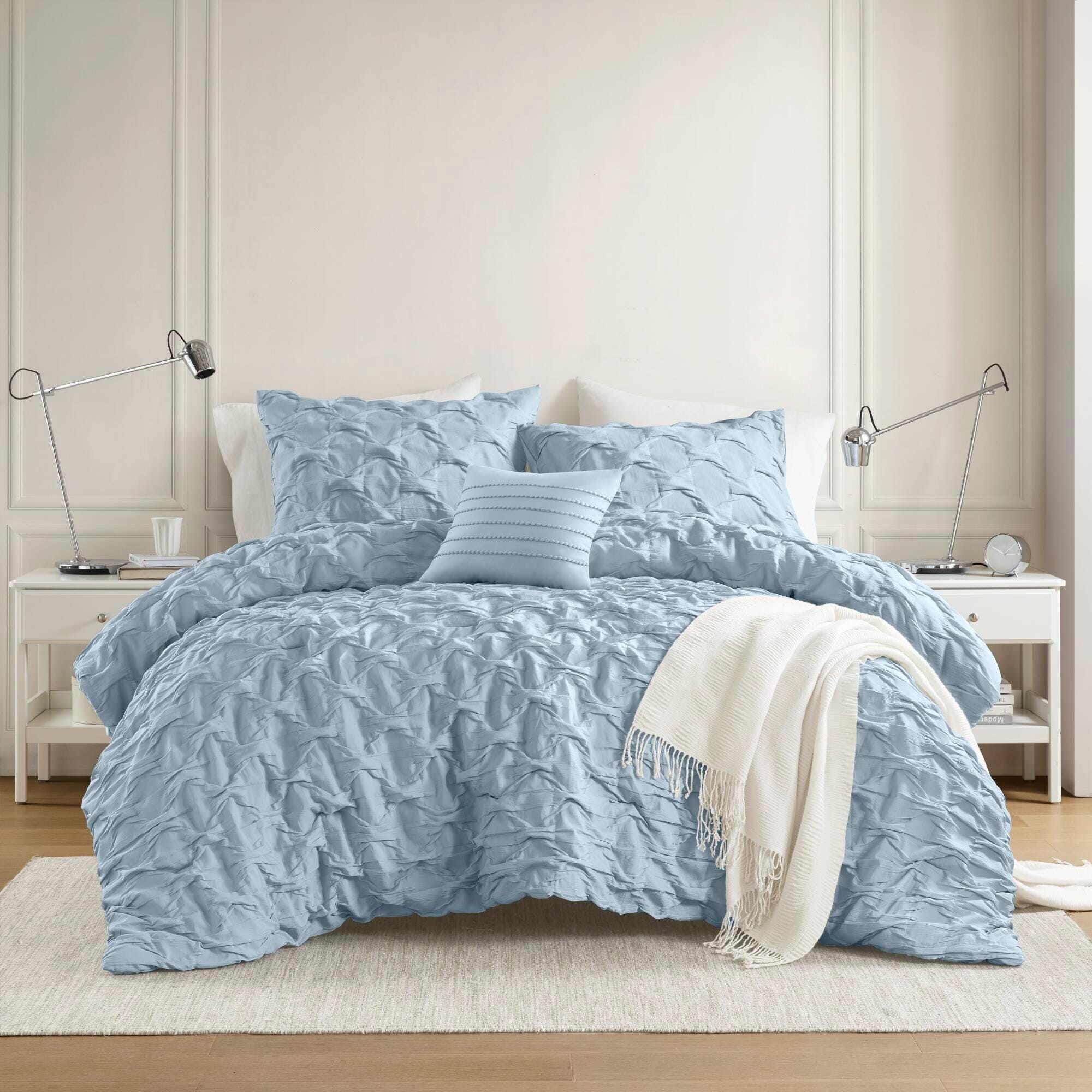 Super Listing Bailey 4-Piece Full/Queen Comforter Set, Blue, large