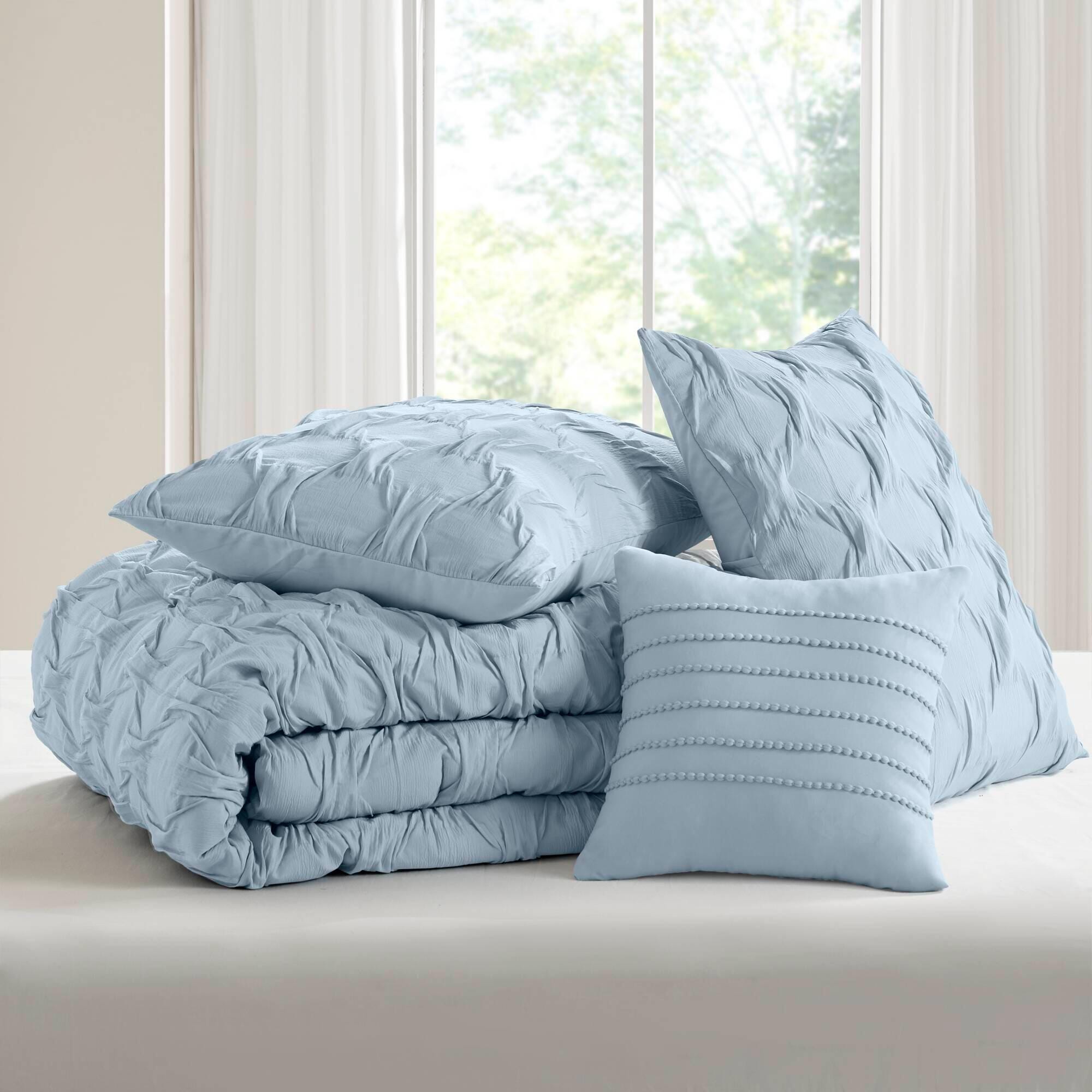 Super Listing Bailey 4-Piece Full/Queen Comforter Set, Blue, large