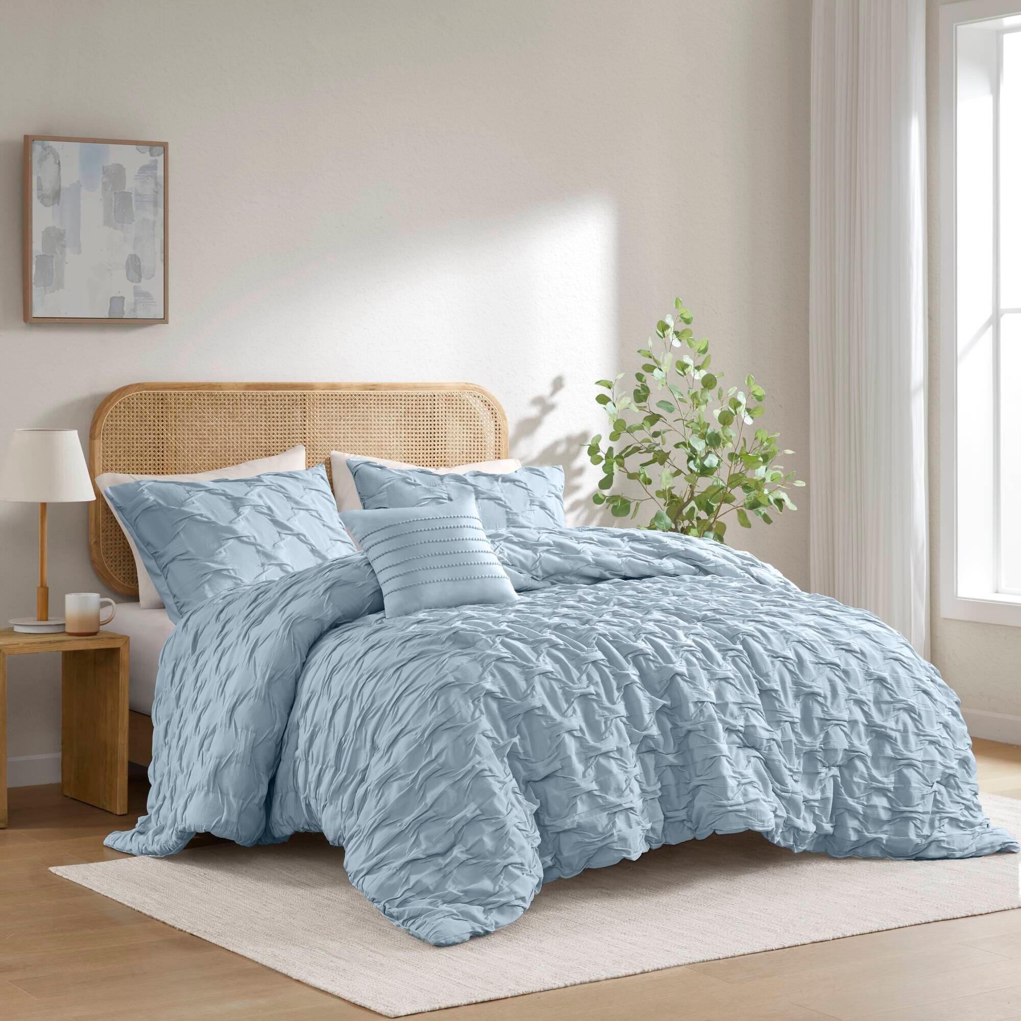 Super Listing Bailey 4-Piece King/California King Comforter Set, Blue, large