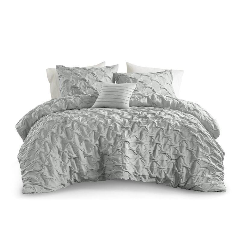 Super Listing Bailey 4-Piece Full/Queen Comforter Set, Gray, rollover