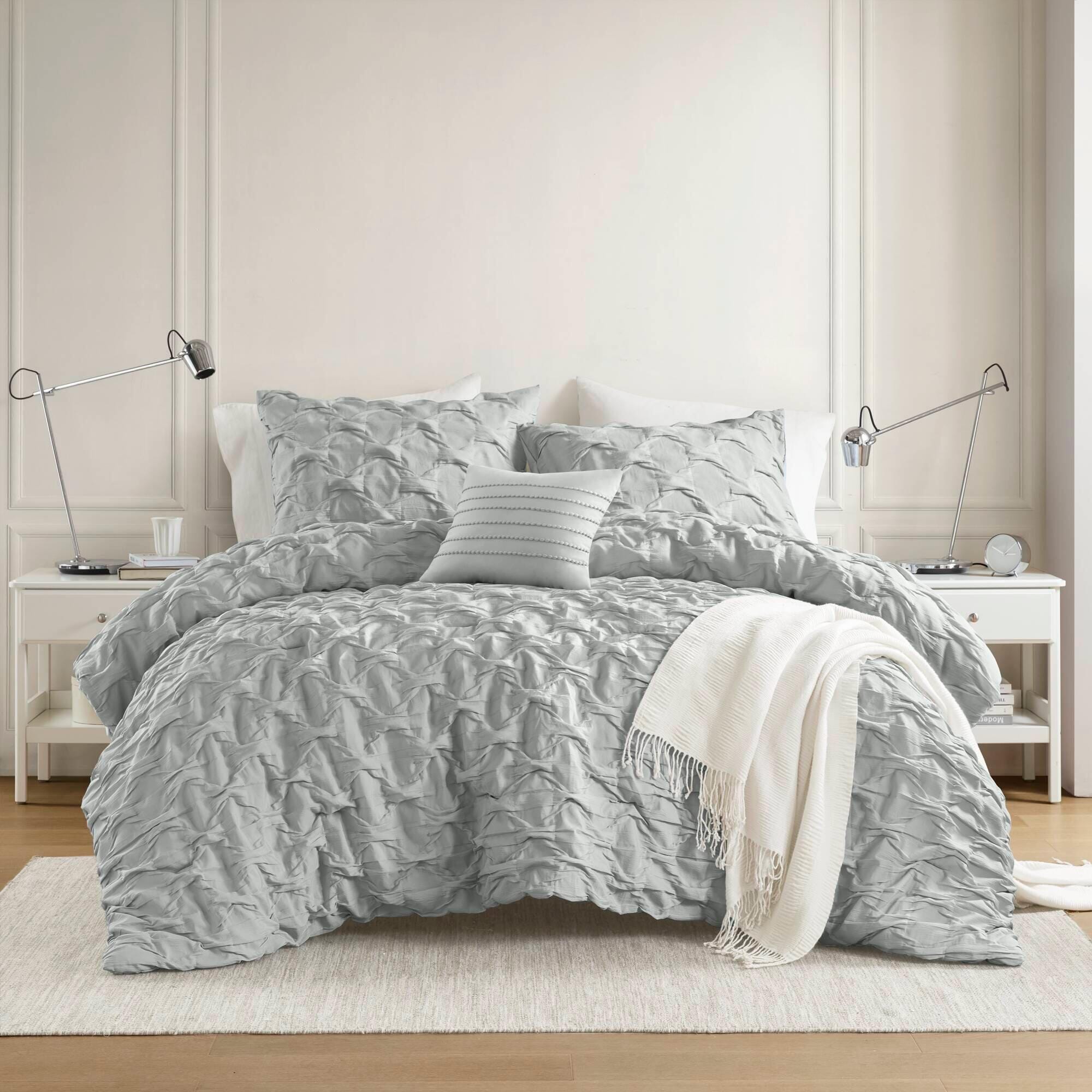 Super Listing Bailey 4-Piece Full/Queen Comforter Set, Gray, large