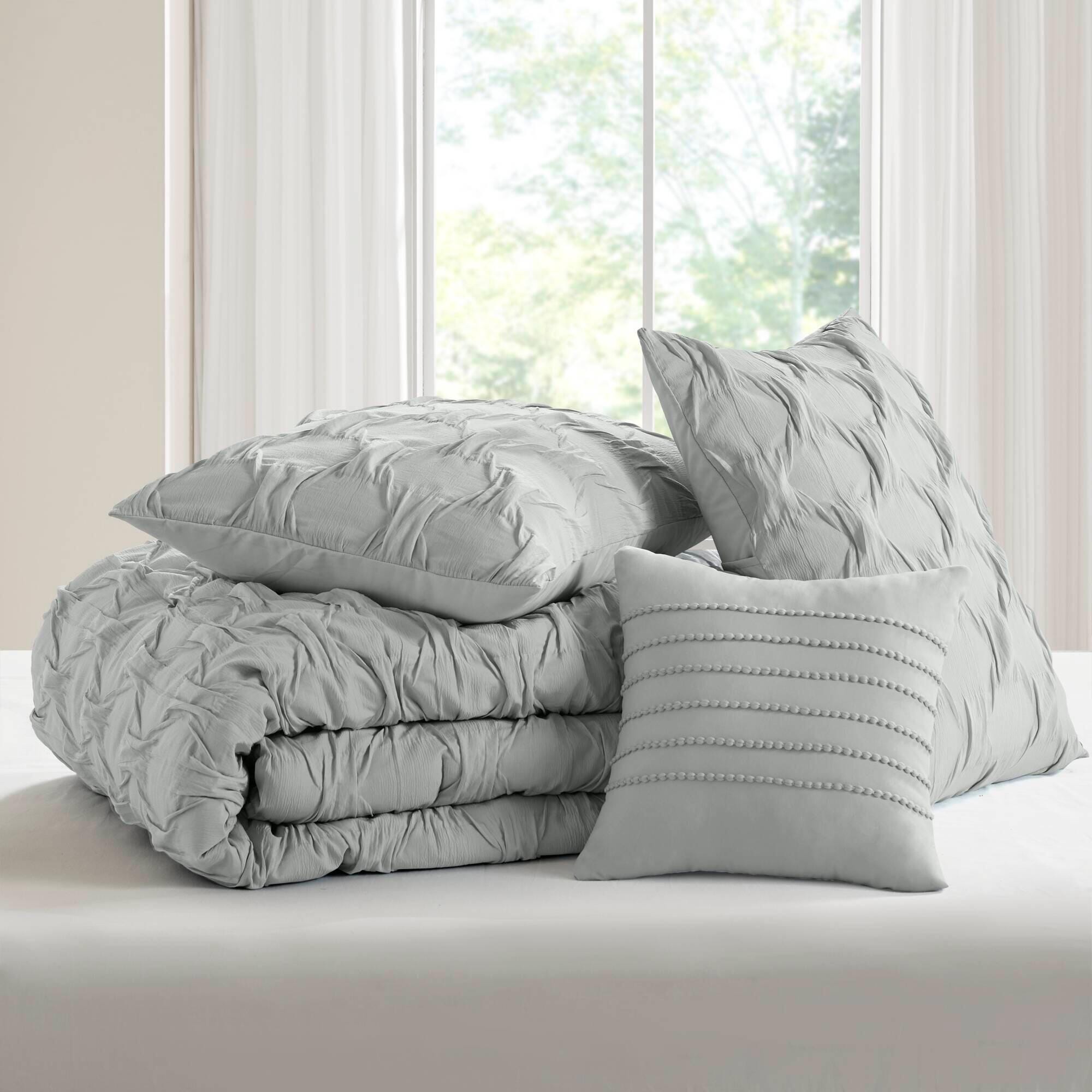 Super Listing Bailey 4-Piece King/California King Comforter Set, Gray, large