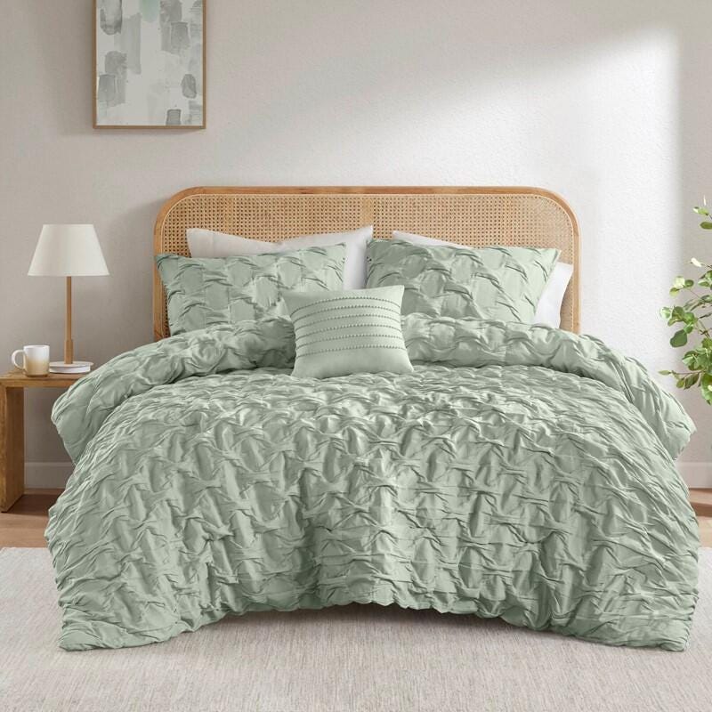 Super Listing Bailey 4-Piece Full/Queen Comforter Set, Green, large