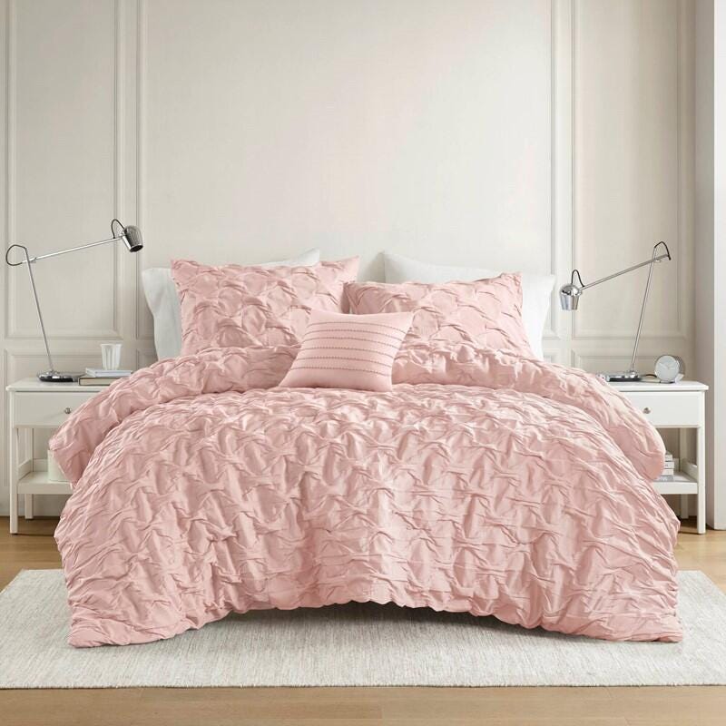 Super Listing Bailey 4-Piece Full/Queen Comforter Set, Pink, large