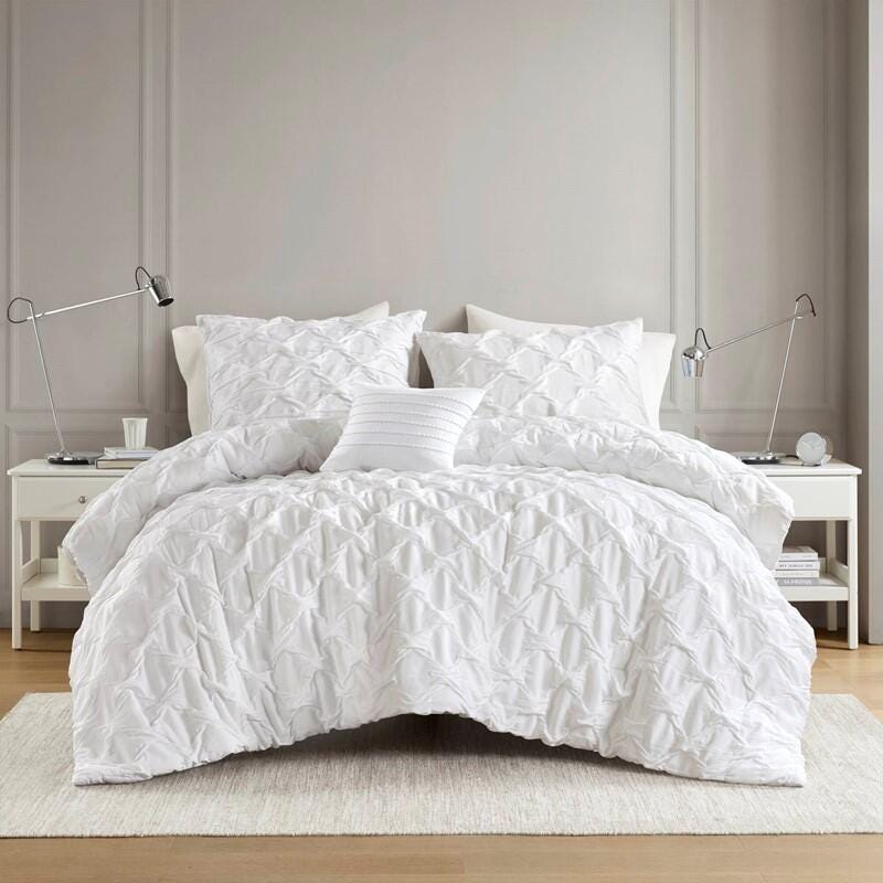 Super Listing Bailey 3-Piece Twin/Twin XL Comforter Set, White, large
