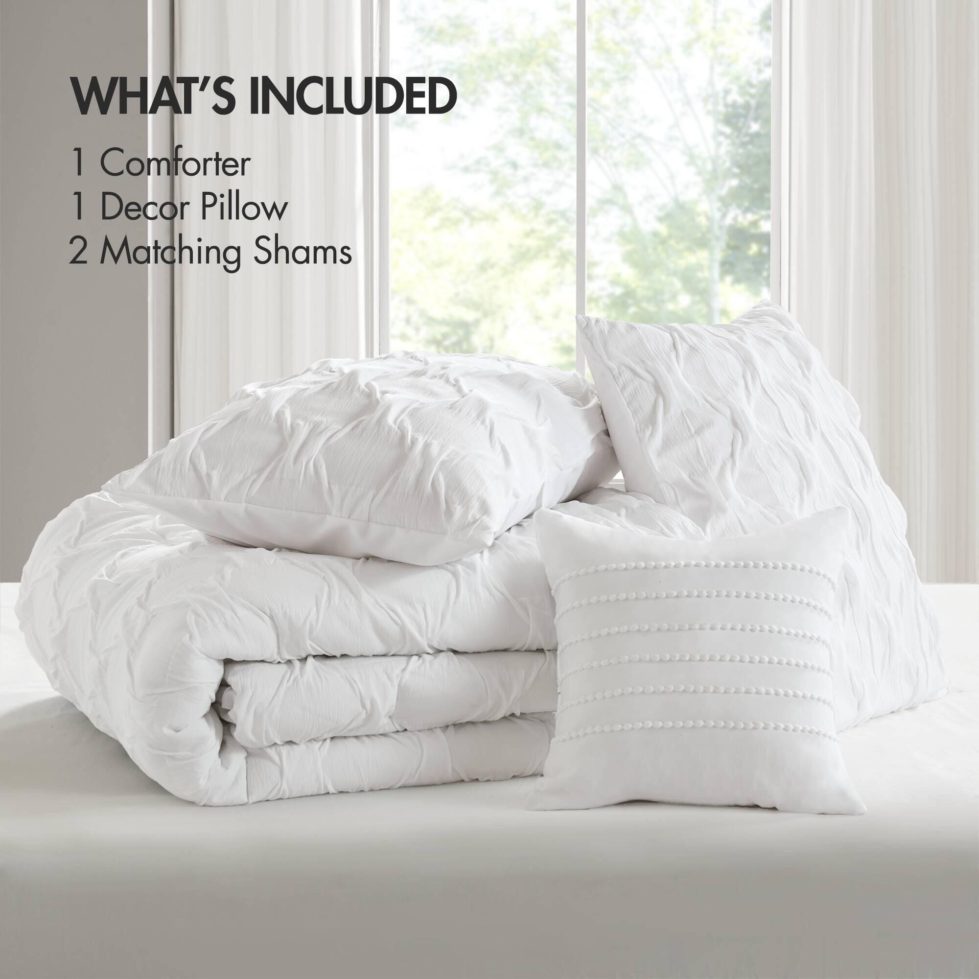 Super Listing Bailey 3-Piece Twin/Twin XL Comforter Set, White, large