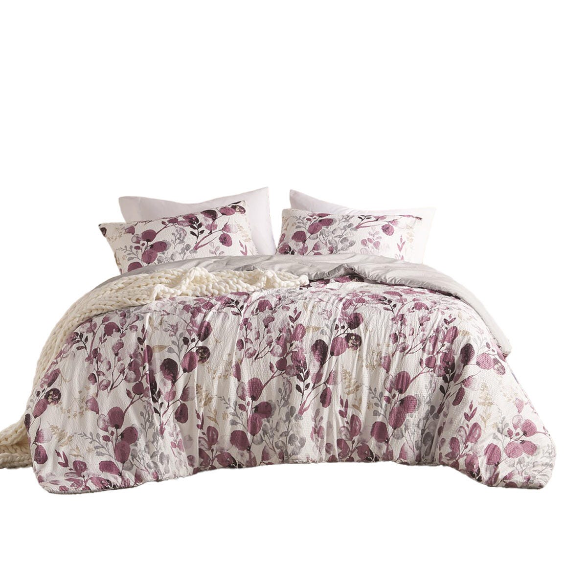 Super Listing Gabby 2-Piece Twin/Twin XL Comforter Set, Plum/Gray, rollover