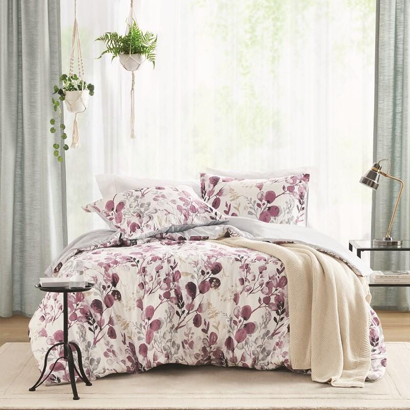 Super Listing Gabby 2-Piece Twin/Twin XL Comforter Set, Plum/Gray, large