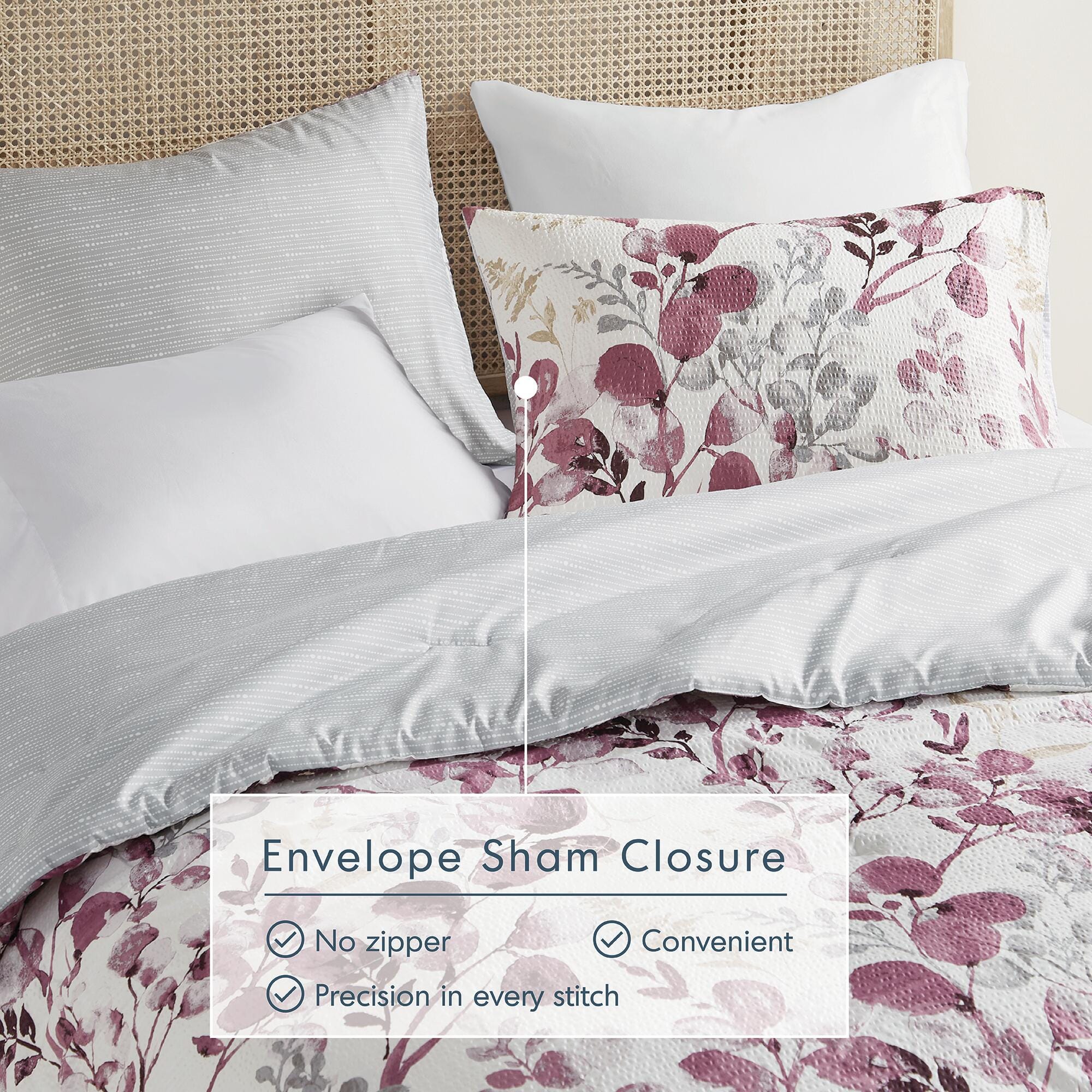 Super Listing Gabby 3-Piece Full/Queen Comforter Set, Plum/Gray, large