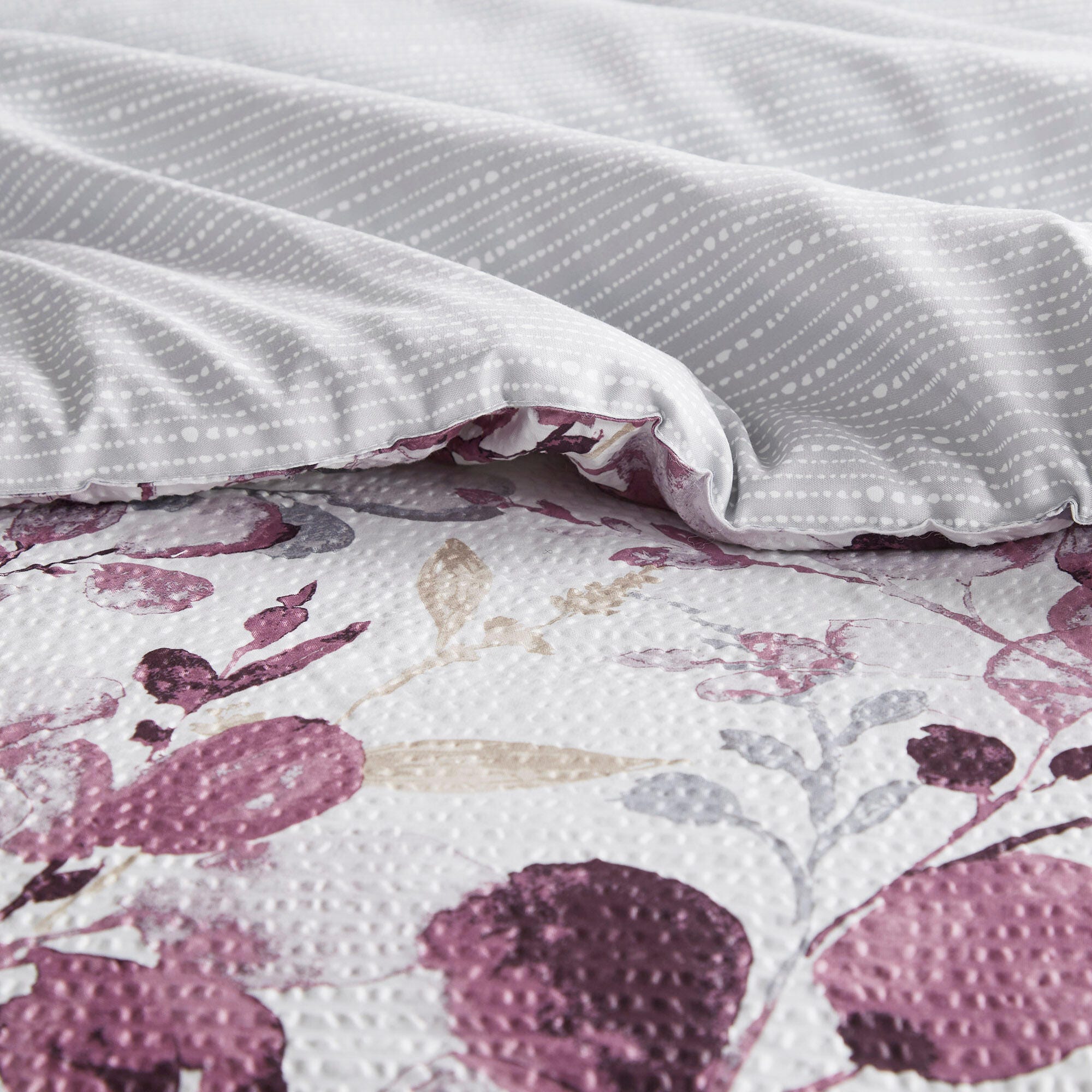 Super Listing Gabby 3-Piece Full/Queen Comforter Set, Plum/Gray, large