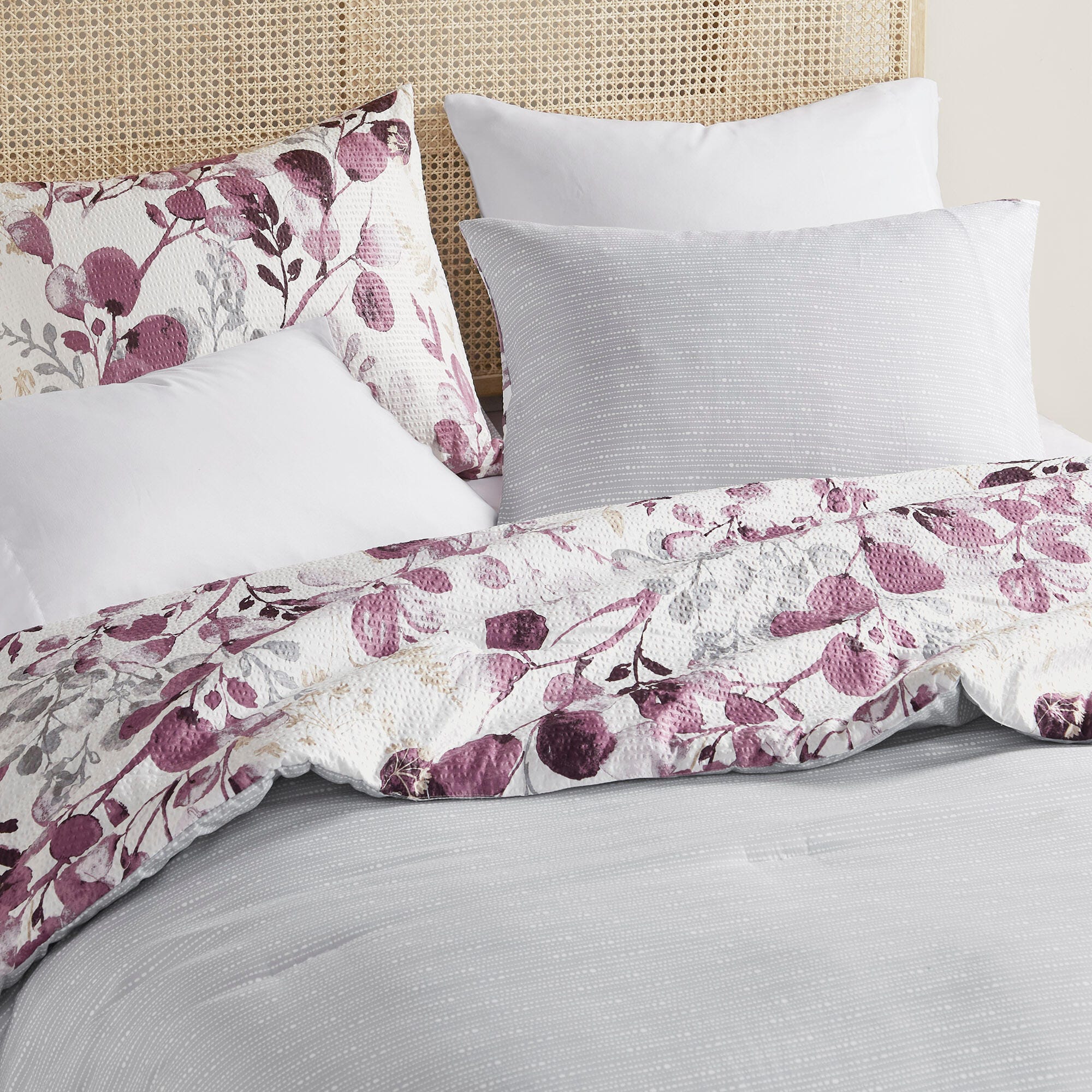 Super Listing Gabby 3-Piece King/California King Comforter Set, Plum/Gray, large