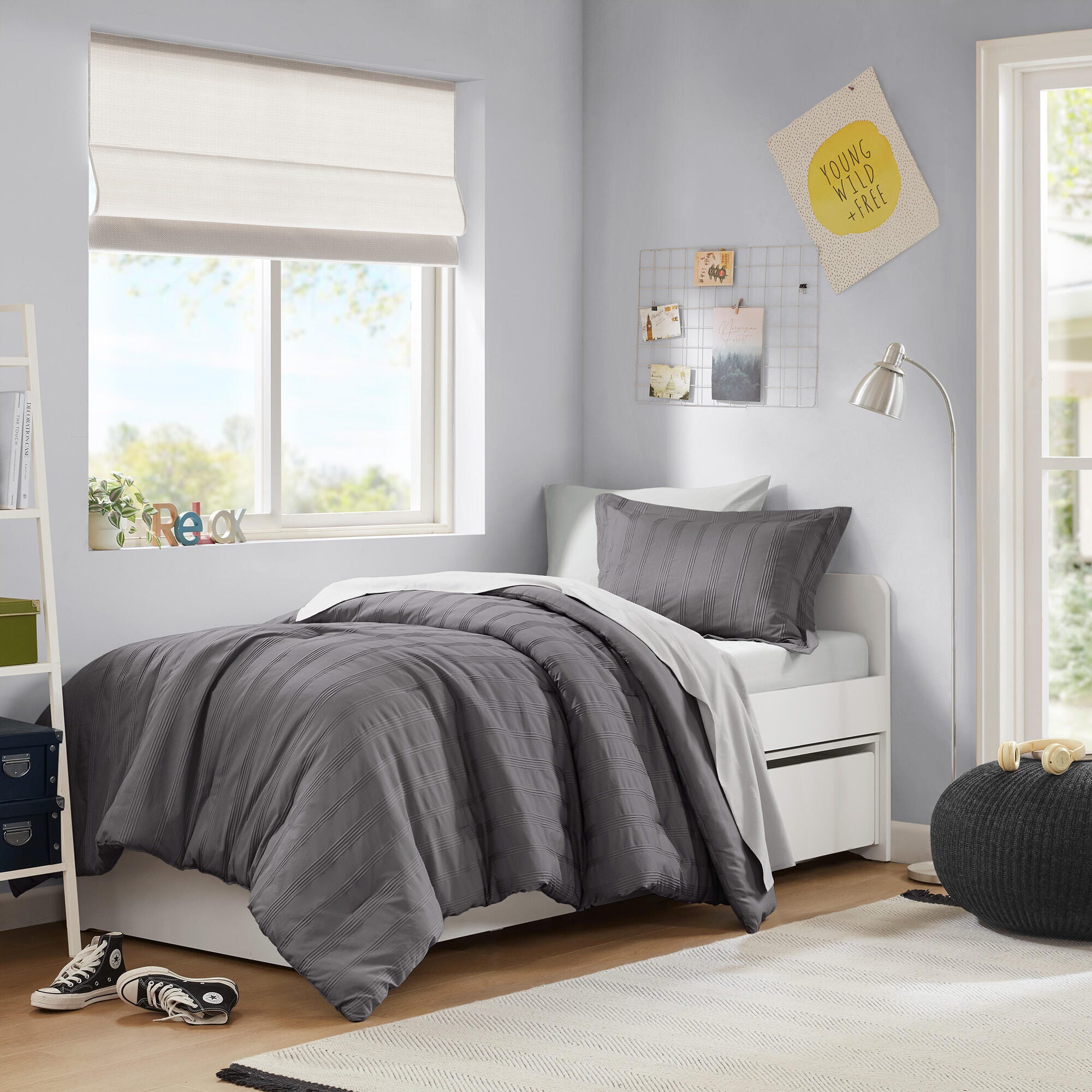 Super Listing Logan 5-Piece Twin/Twin XL Comforter Set, Charcoal, large