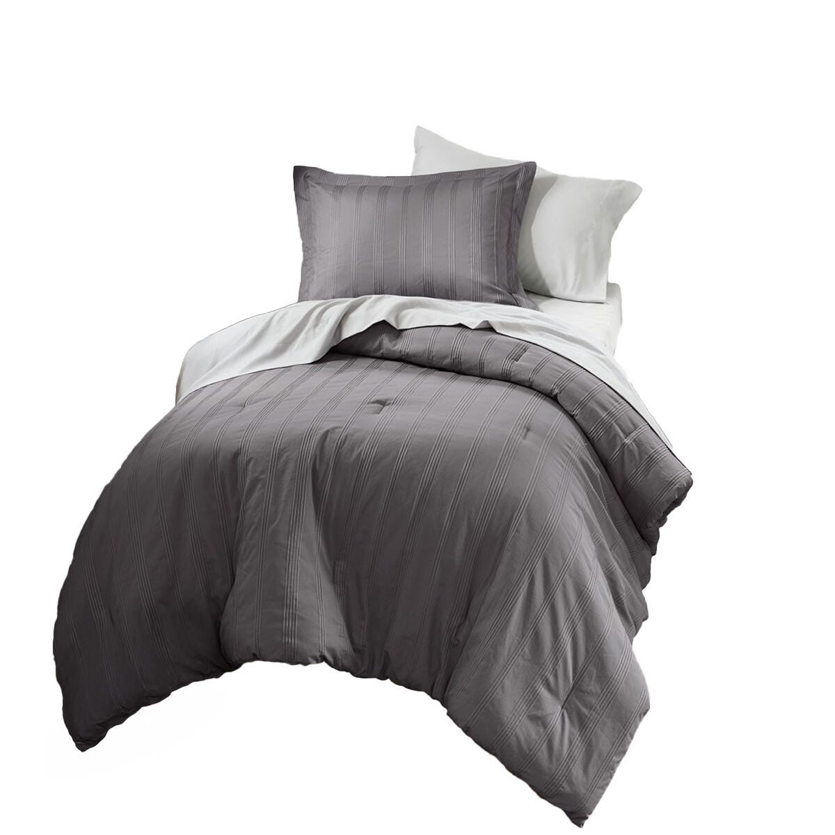 Super Listing Logan 7-Piece King Comforter Set, Charcoal, rollover