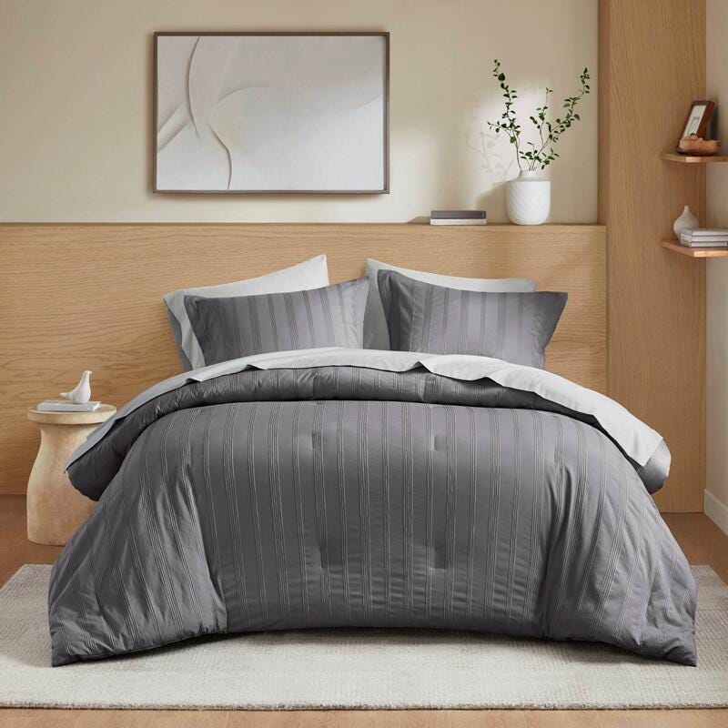 Super Listing Logan 7-Piece King Comforter Set, Charcoal, large
