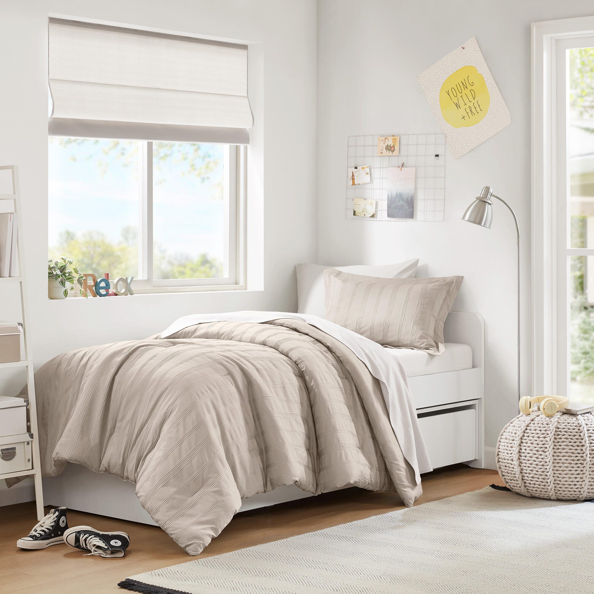Super Listing Logan 5-Piece Twin/Twin XL Comforter Set, Neutral, large