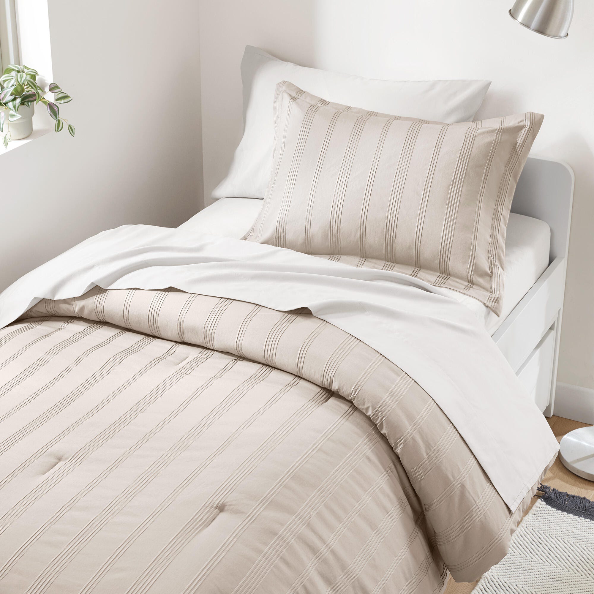 Super Listing Logan 5-Piece Twin/Twin XL Comforter Set, Neutral, large