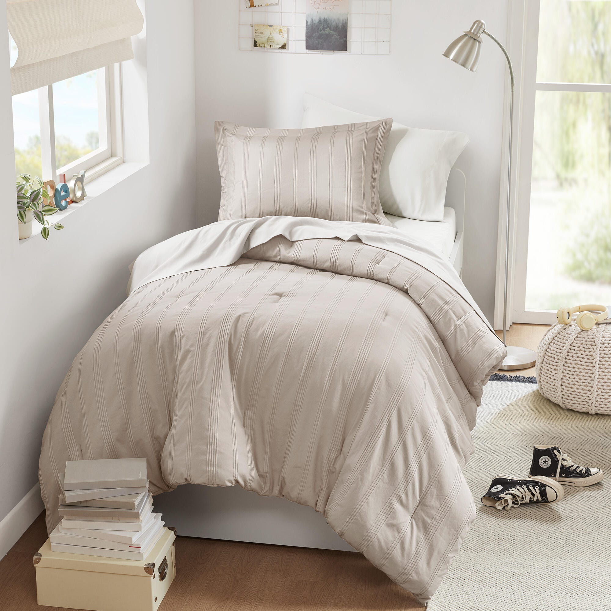 Super Listing Logan 5-Piece Twin/Twin XL Comforter Set, Neutral, large