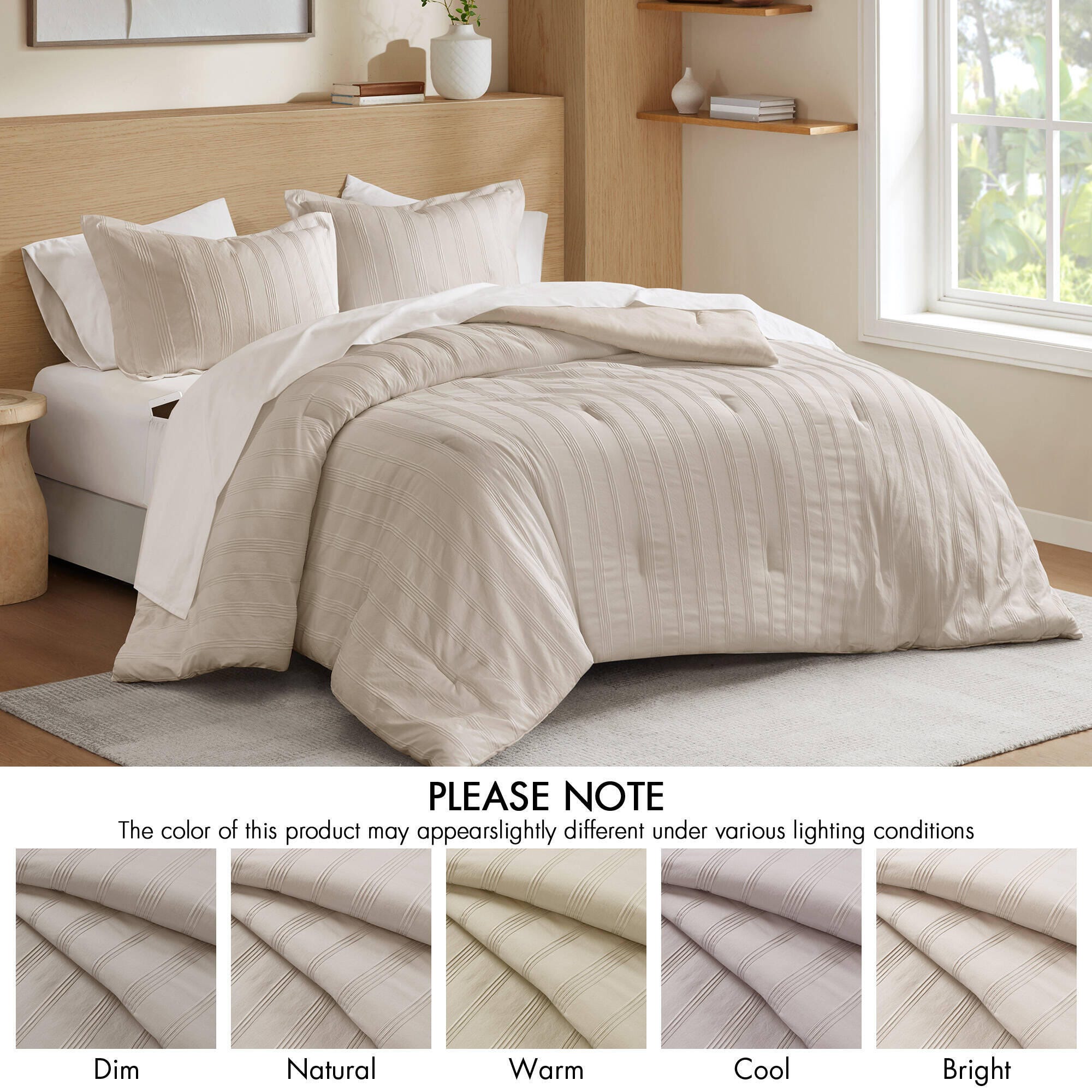 Super Listing Logan 7-Piece California King Comforter Set, Neutral, large