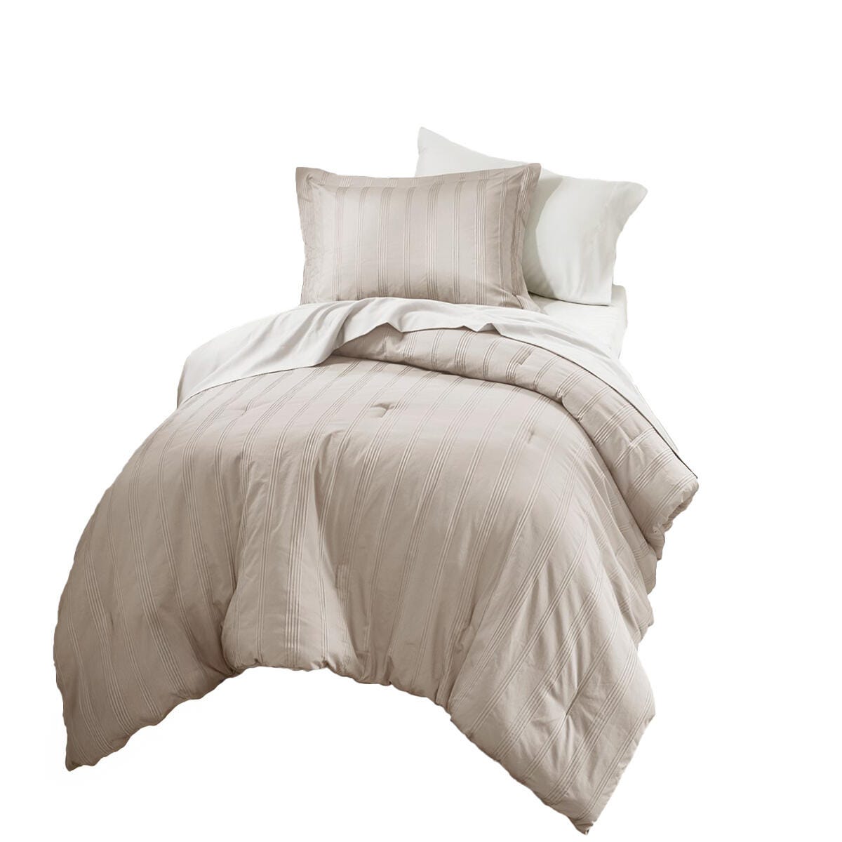 Super Listing Logan 7-Piece Full Comforter Set, Neutral, rollover