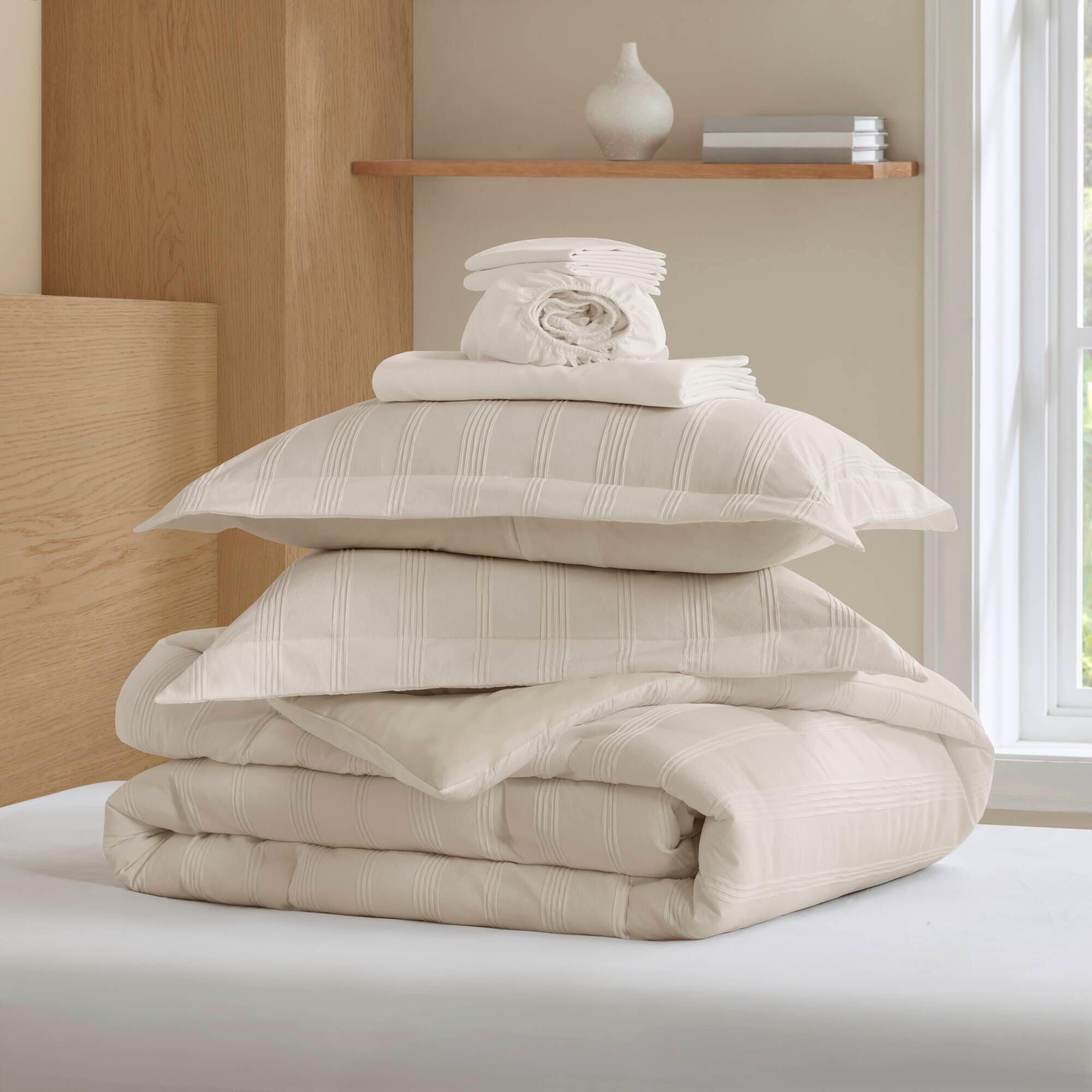 Super Listing Logan 7-Piece Full Comforter Set, Neutral, large