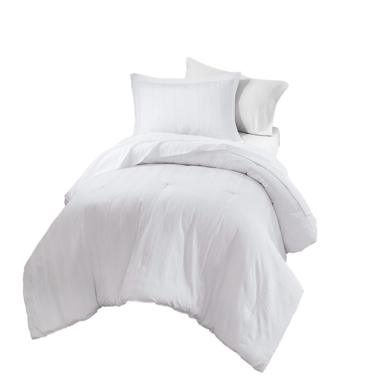 Super Listing Logan 5-Piece Twin/Twin XL Comforter Set, White, rollover