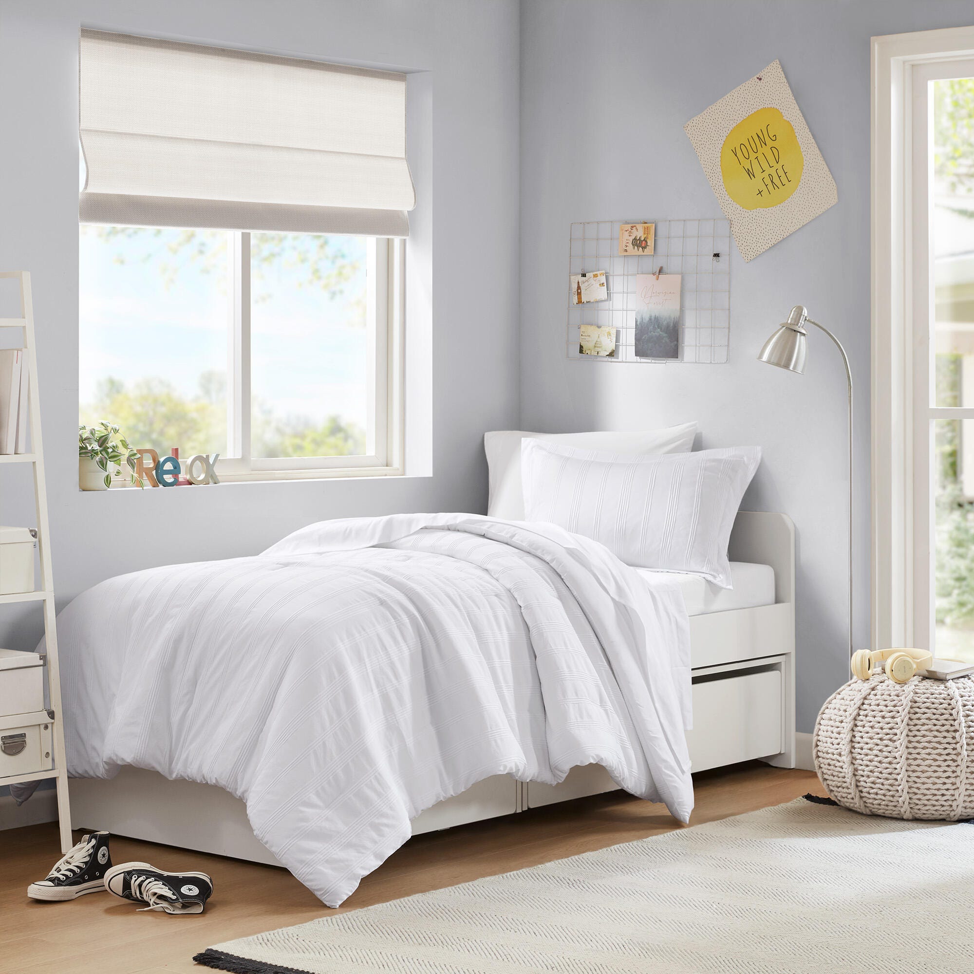 Super Listing Logan 5-Piece Twin/Twin XL Comforter Set, White, large