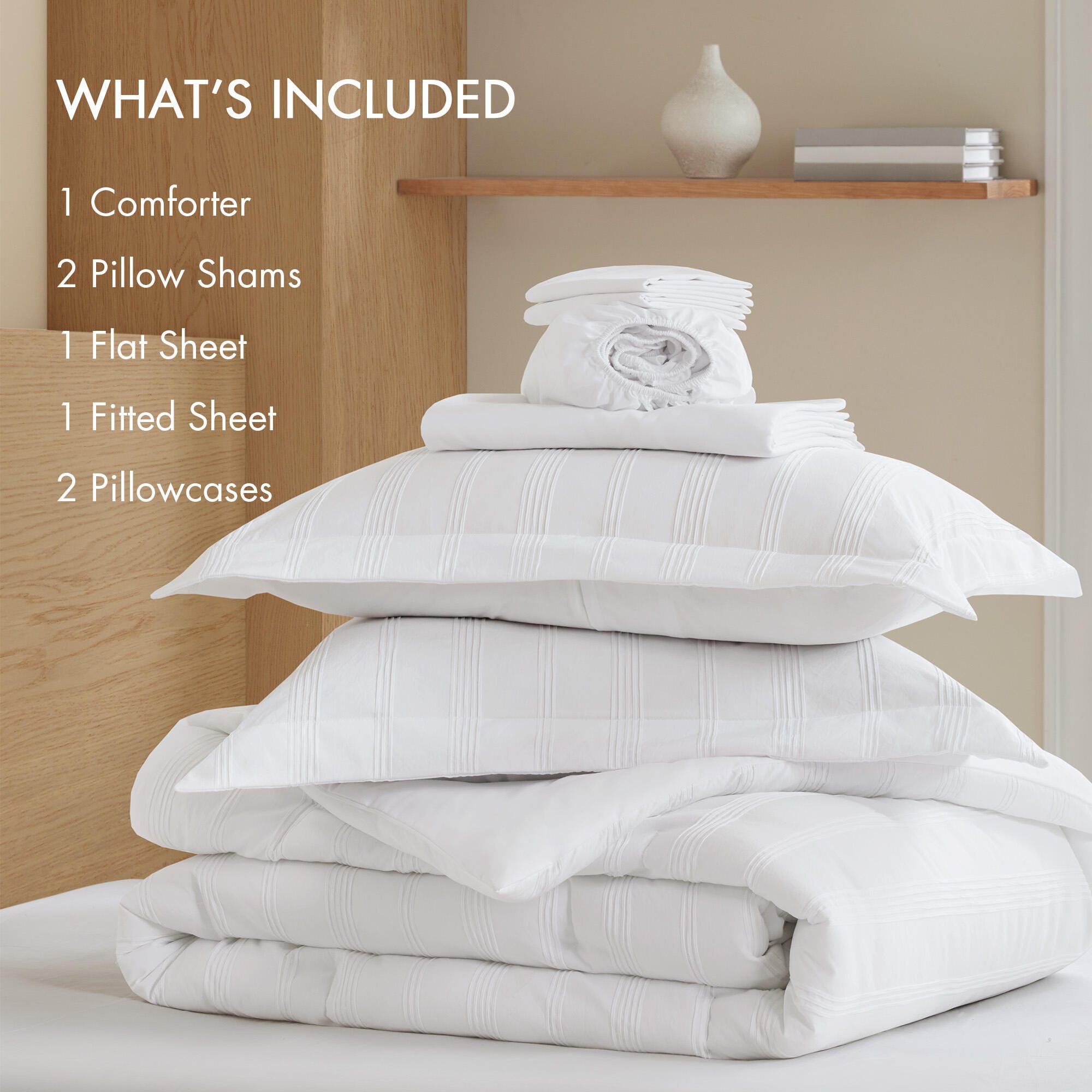 Super Listing Logan 7-Piece California King Comforter Set, White, large