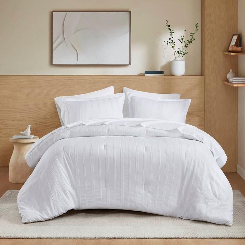 Super Listing Logan 7-Piece Full Comforter Set, White, large