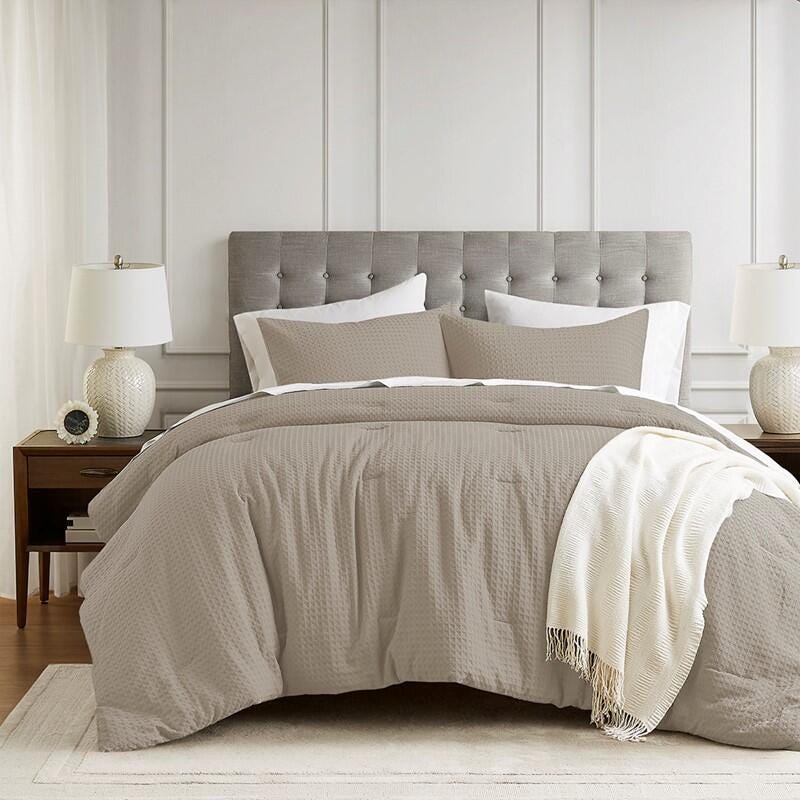 Super Listing Mina 3-Piece Full/Queen Comforter Set, Neutral, large