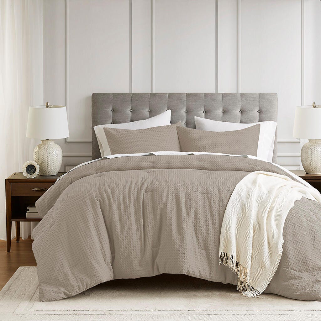 Super Listing Mina 3-Piece King/California King Comforter Set, Neutral, large