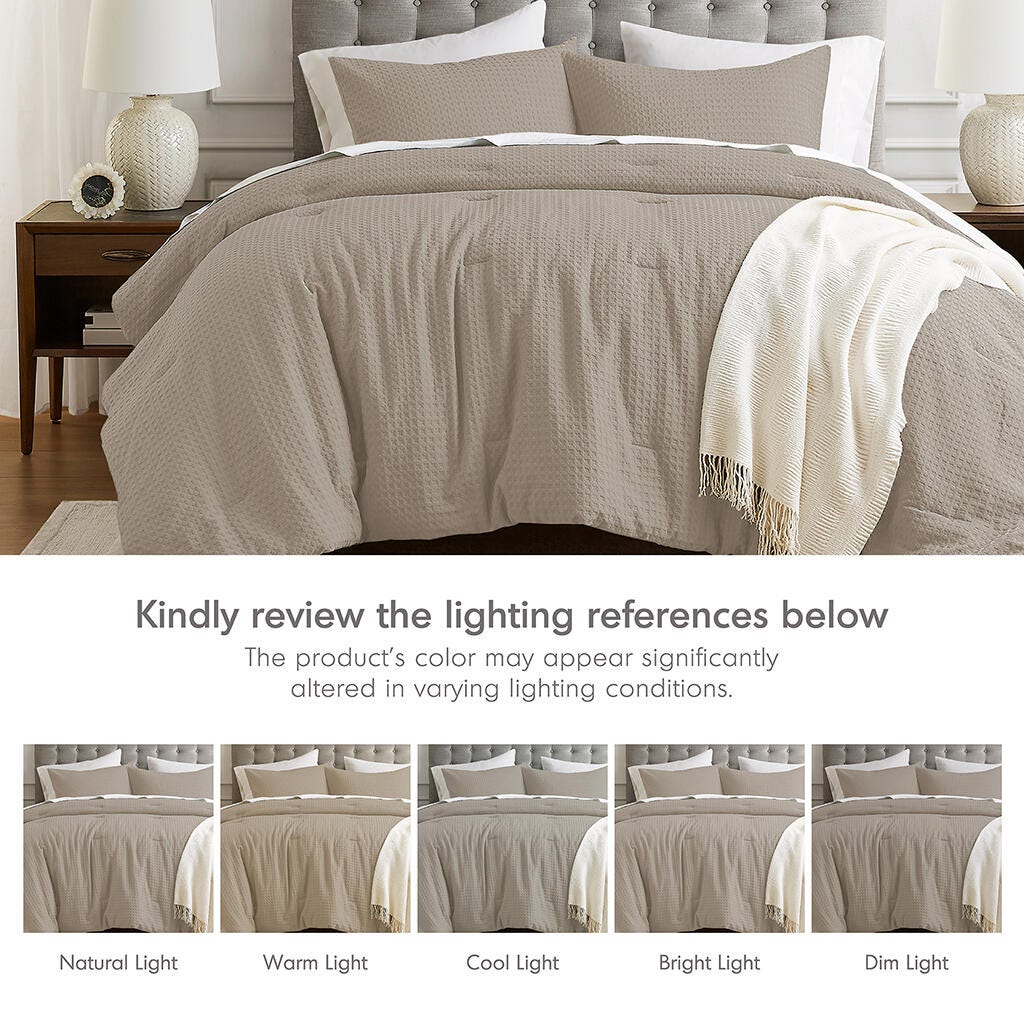 Super Listing Mina 3-Piece King/California King Comforter Set, Neutral, large