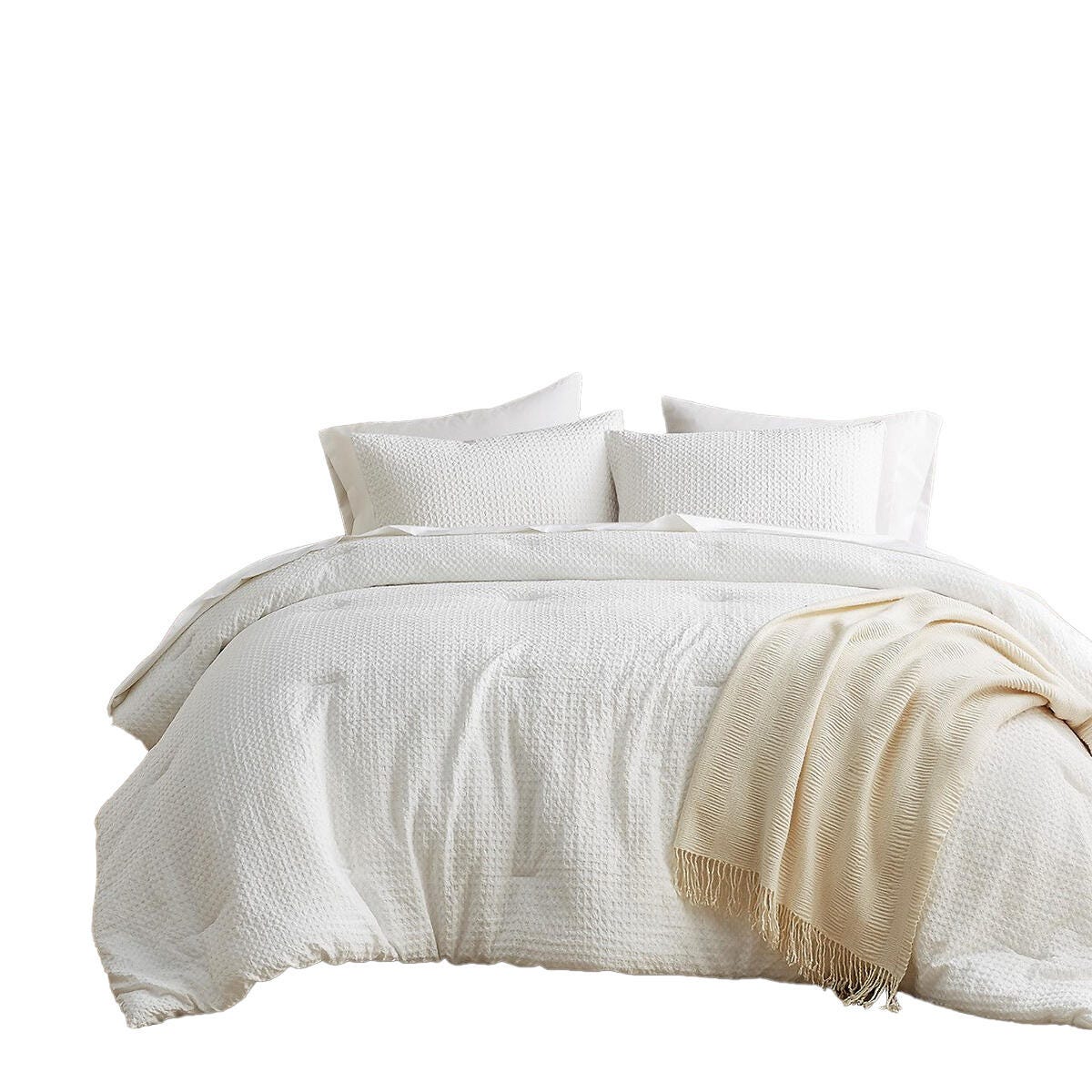 Super Listing Mina 2-Piece Twin/Twin XL Comforter Set, White, rollover