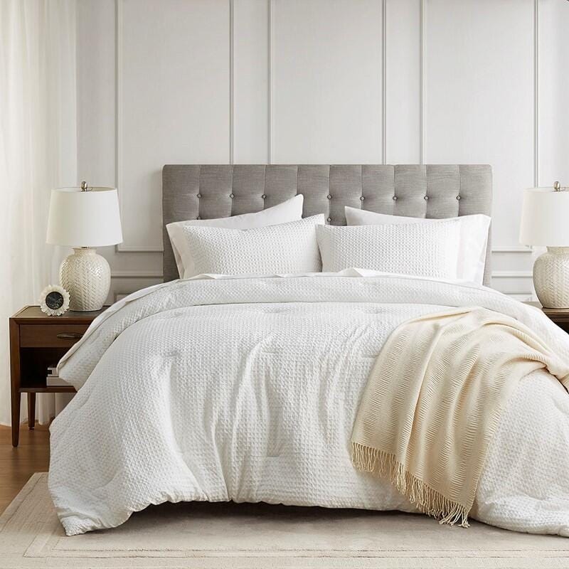 Super Listing Mina 3-Piece Full/Queen Comforter Set, White, large
