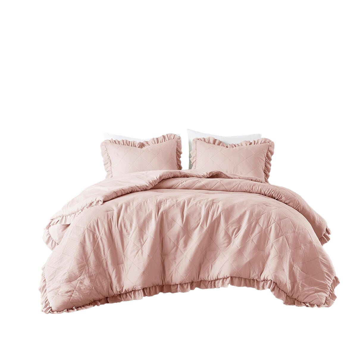 Super Listing Phoebe 3-Piece Full/Queen Comforter Set, Blush, rollover