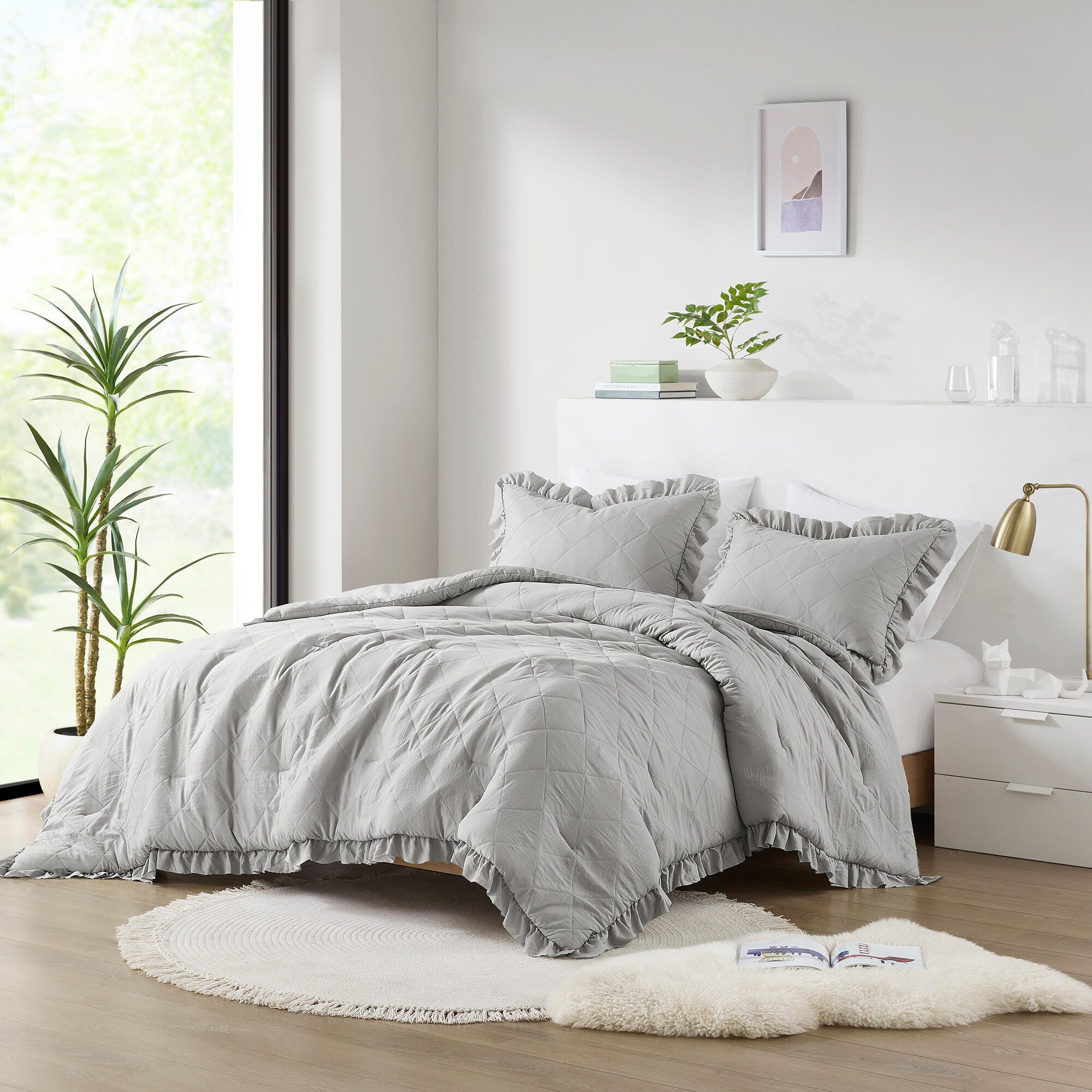 Super Listing Phoebe 2-Piece Twin/Twin XL Comforter Set, Gray, large