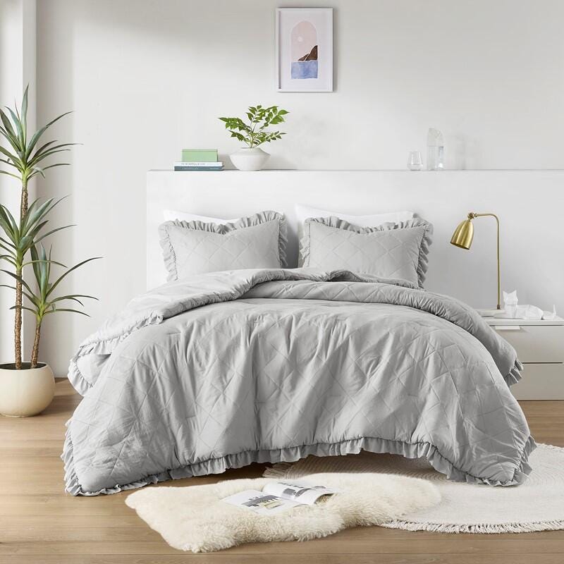 Super Listing Phoebe 3-Piece King/California King Comforter Set, Gray, large