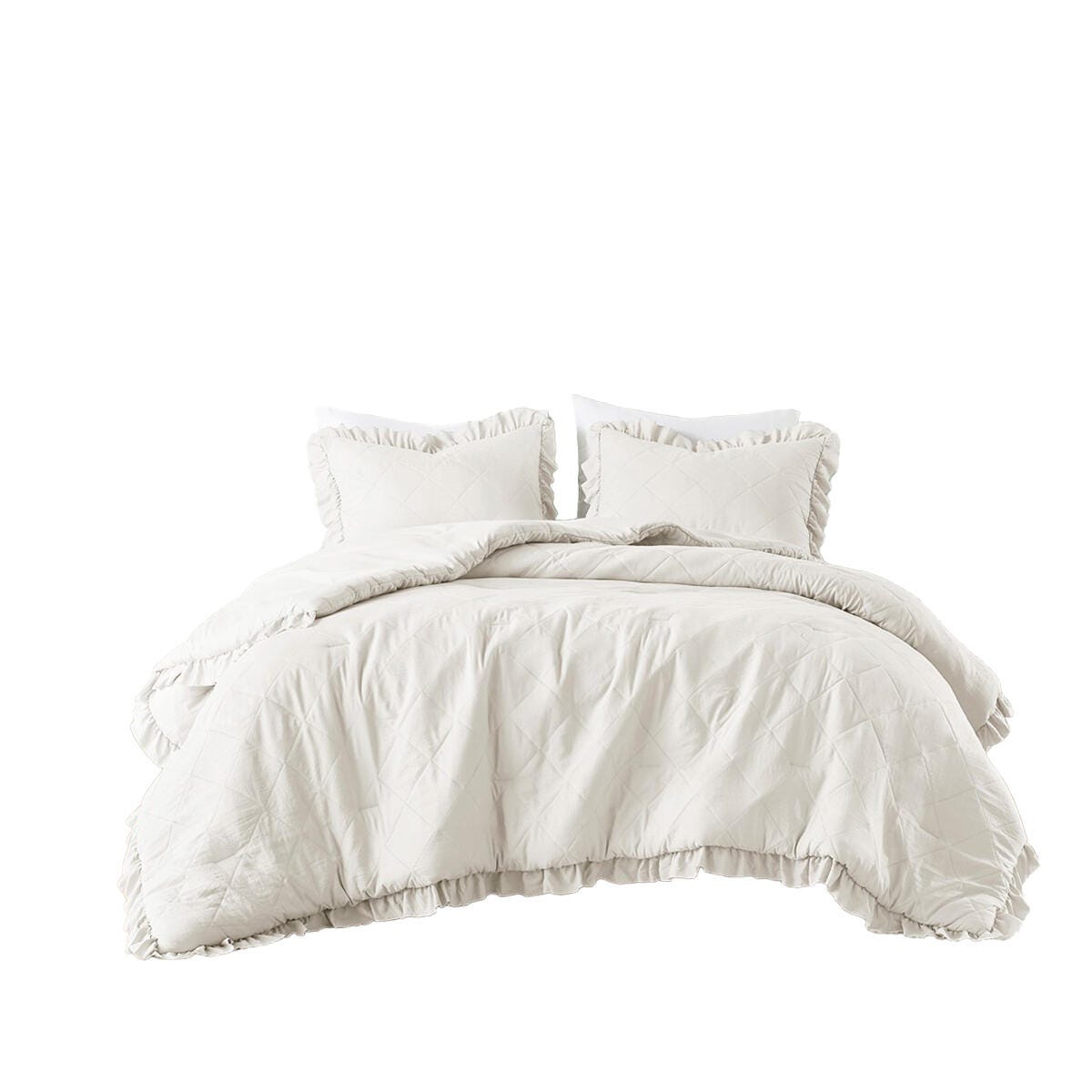 Super Listing Phoebe 2-Piece Twin/Twin XL Comforter Set, Ivory, rollover