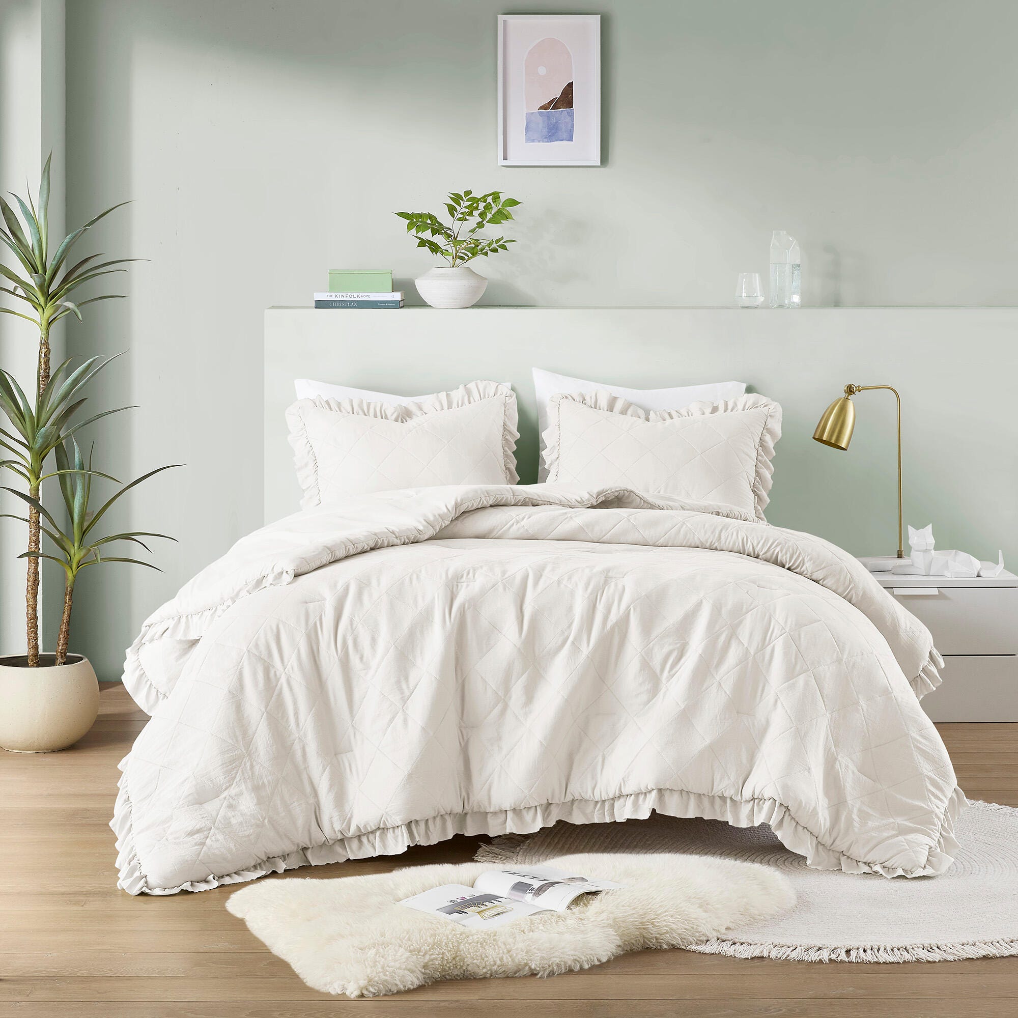 Super Listing Phoebe 2-Piece Twin/Twin XL Comforter Set, Ivory, large