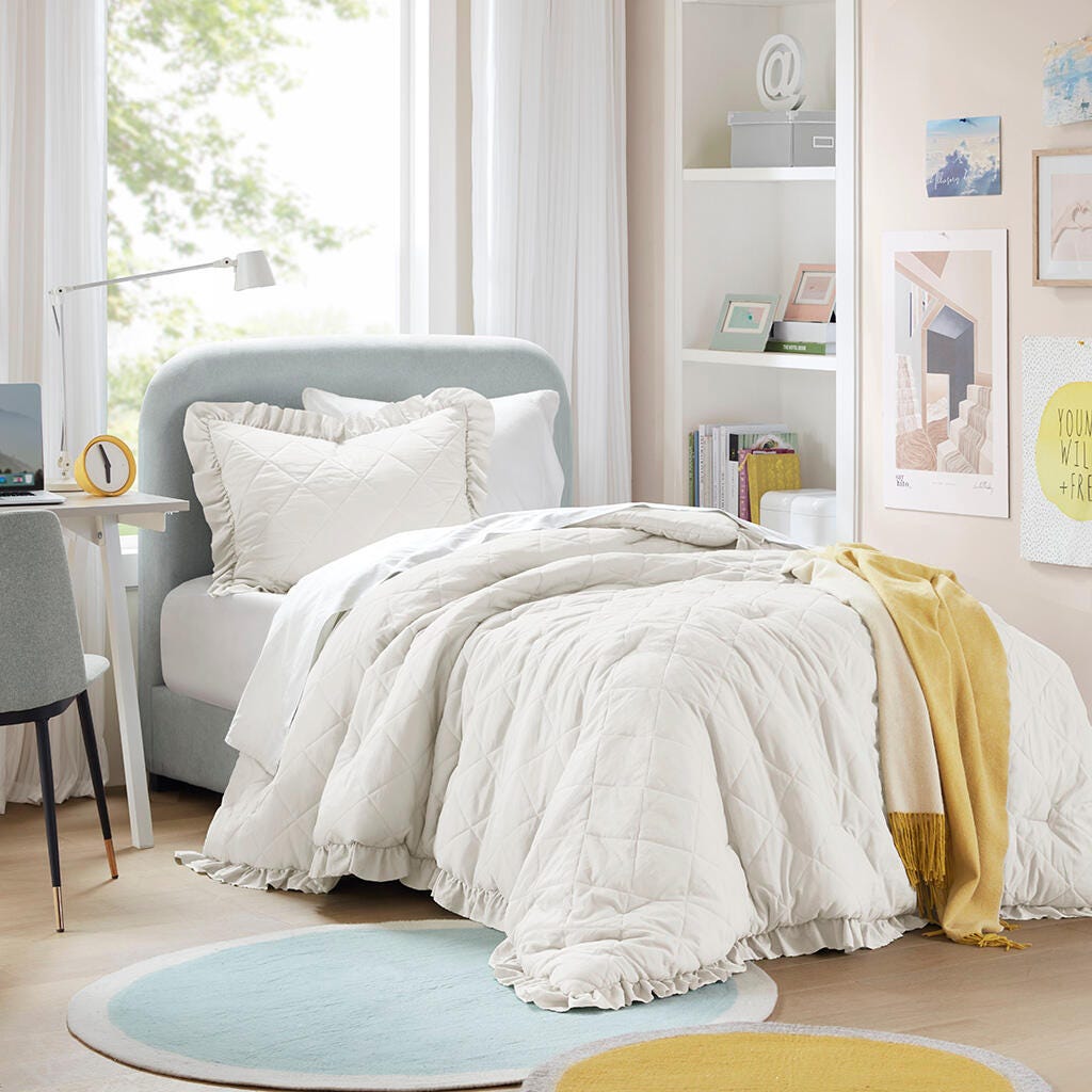 Super Listing Phoebe 2-Piece Twin/Twin XL Comforter Set, Ivory, large