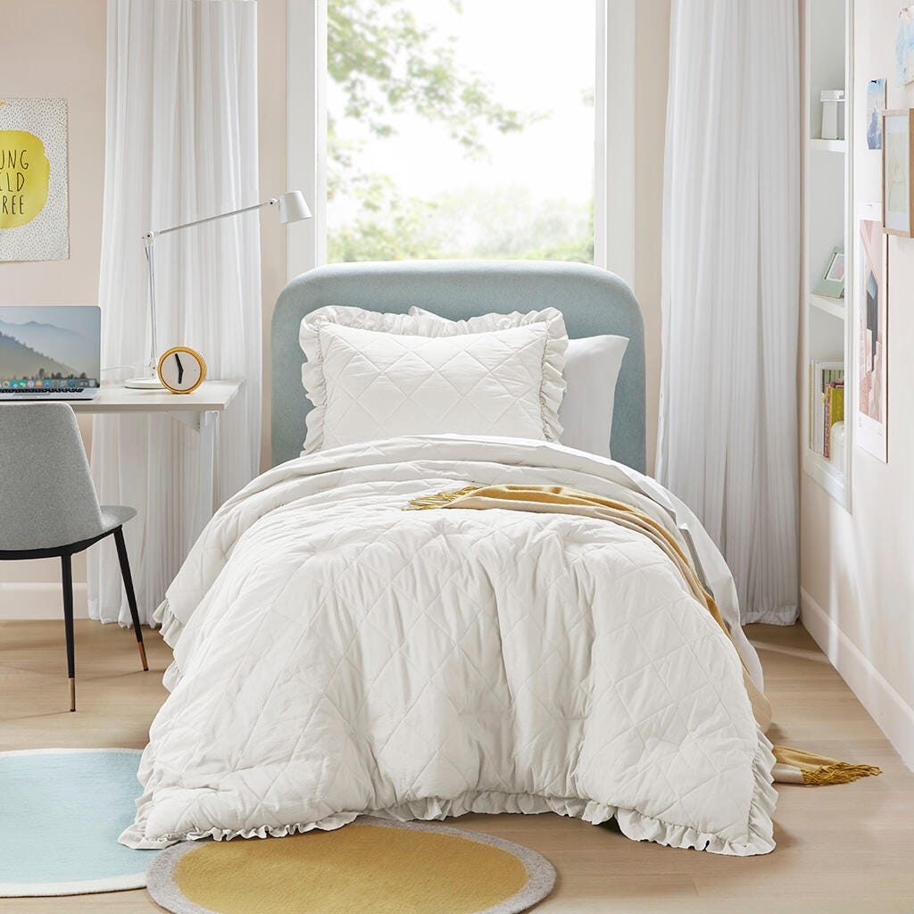 Super Listing Phoebe 2-Piece Twin/Twin XL Comforter Set, Ivory, large