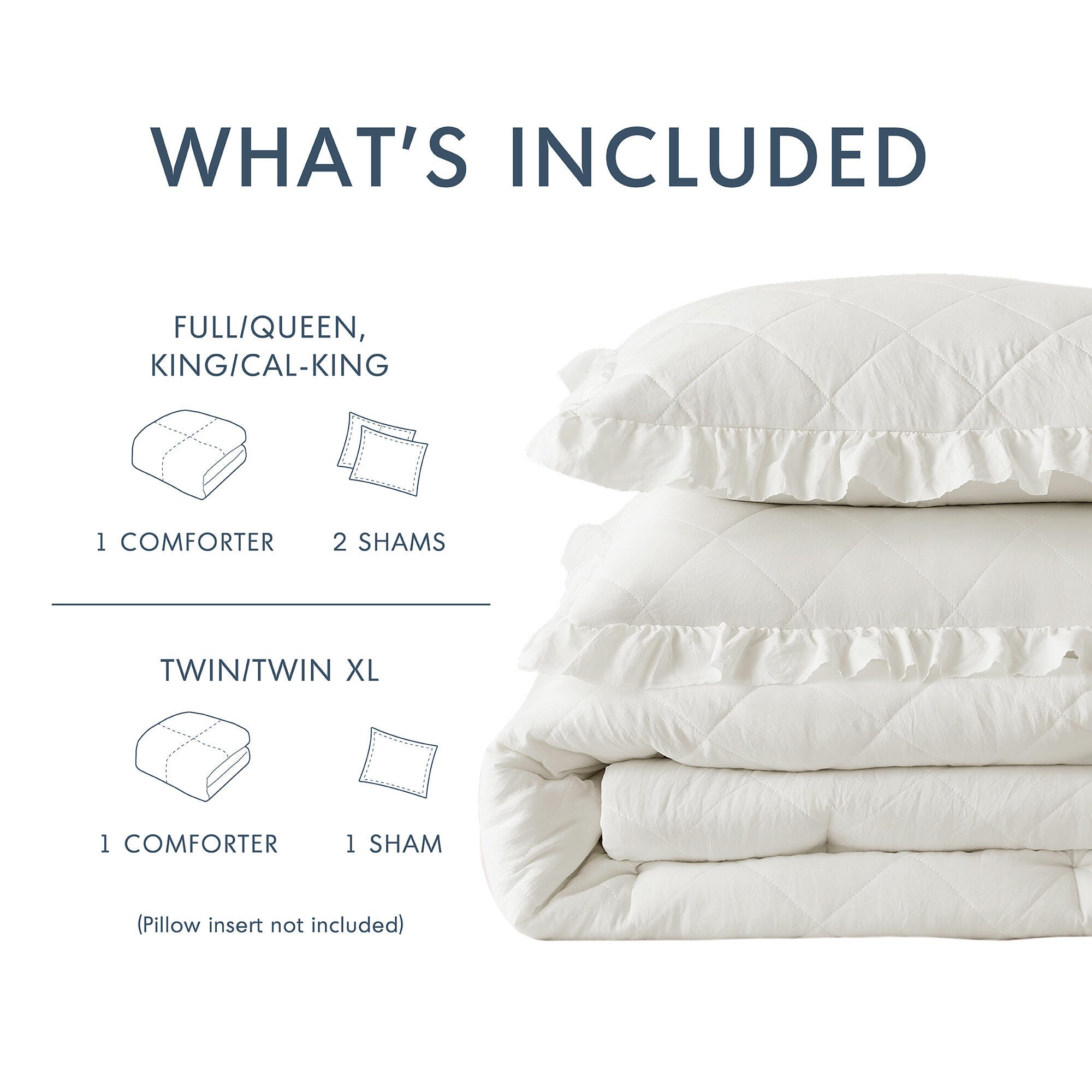 Super Listing Phoebe 3-Piece King/California King Comforter Set, Ivory, large