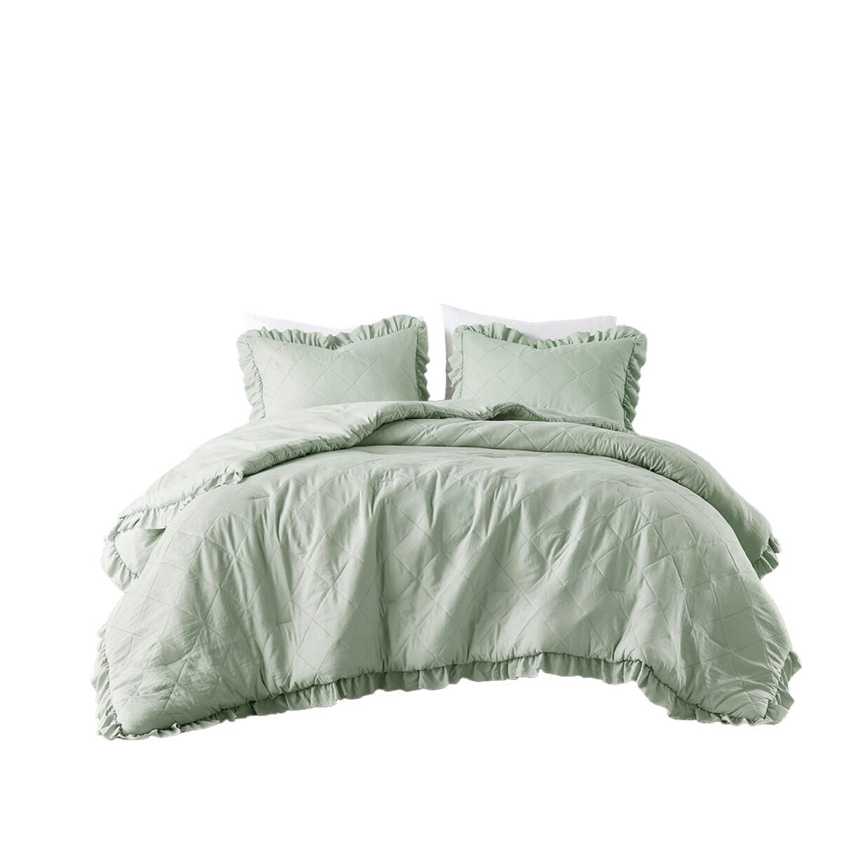 Super Listing Phoebe 2-Piece Twin/Twin XL Comforter Set, Sage, rollover