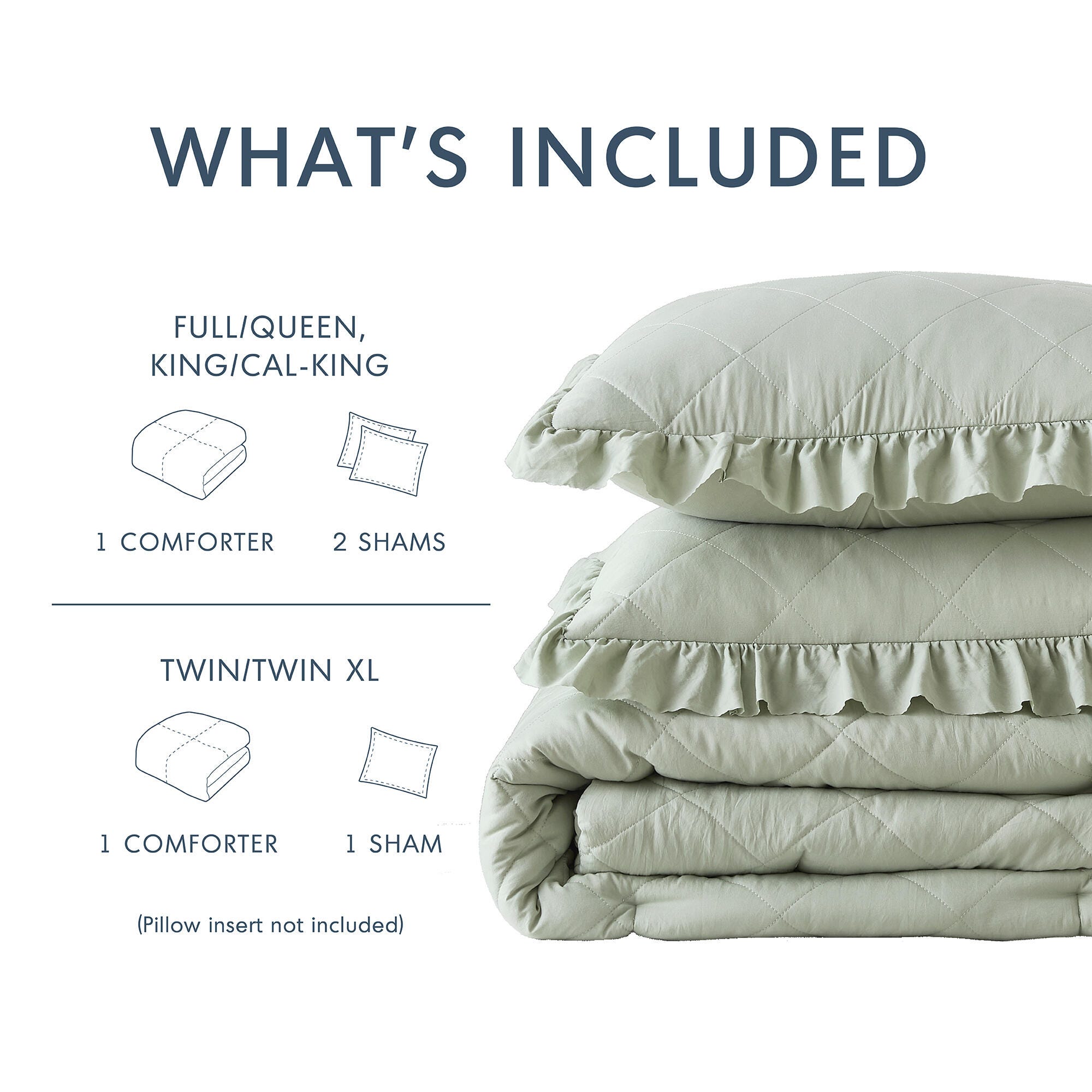 Super Listing Phoebe 3-Piece Full/Queen Comforter Set, Sage, large