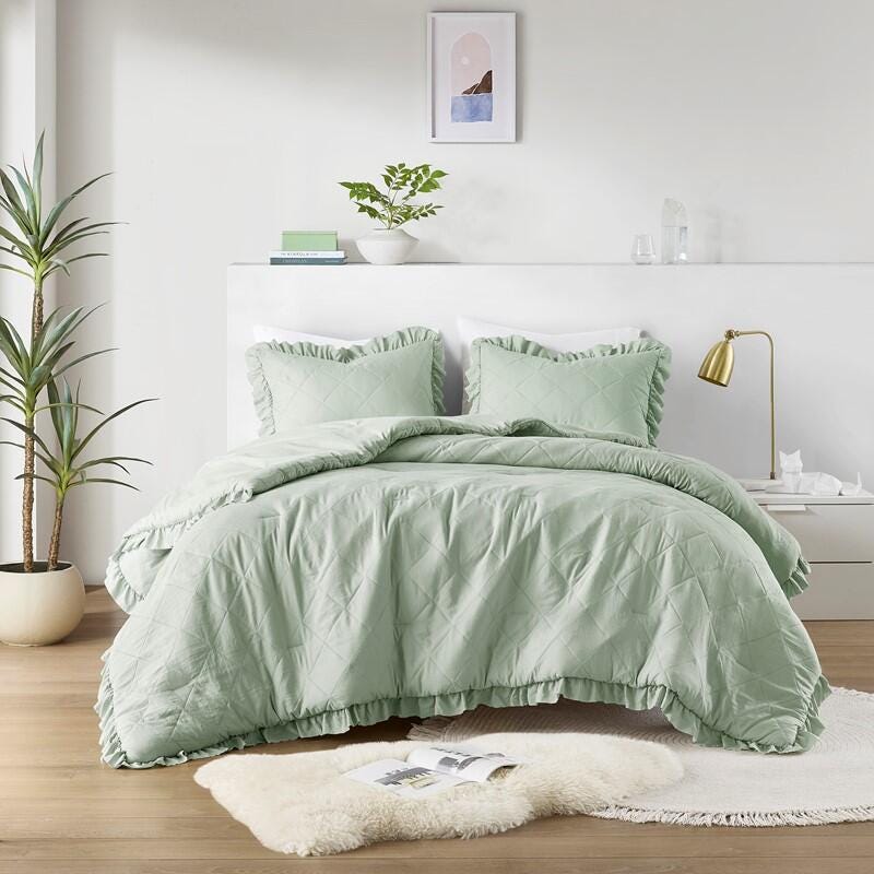 Super Listing Phoebe 3-Piece King/California King Comforter Set, Sage, large