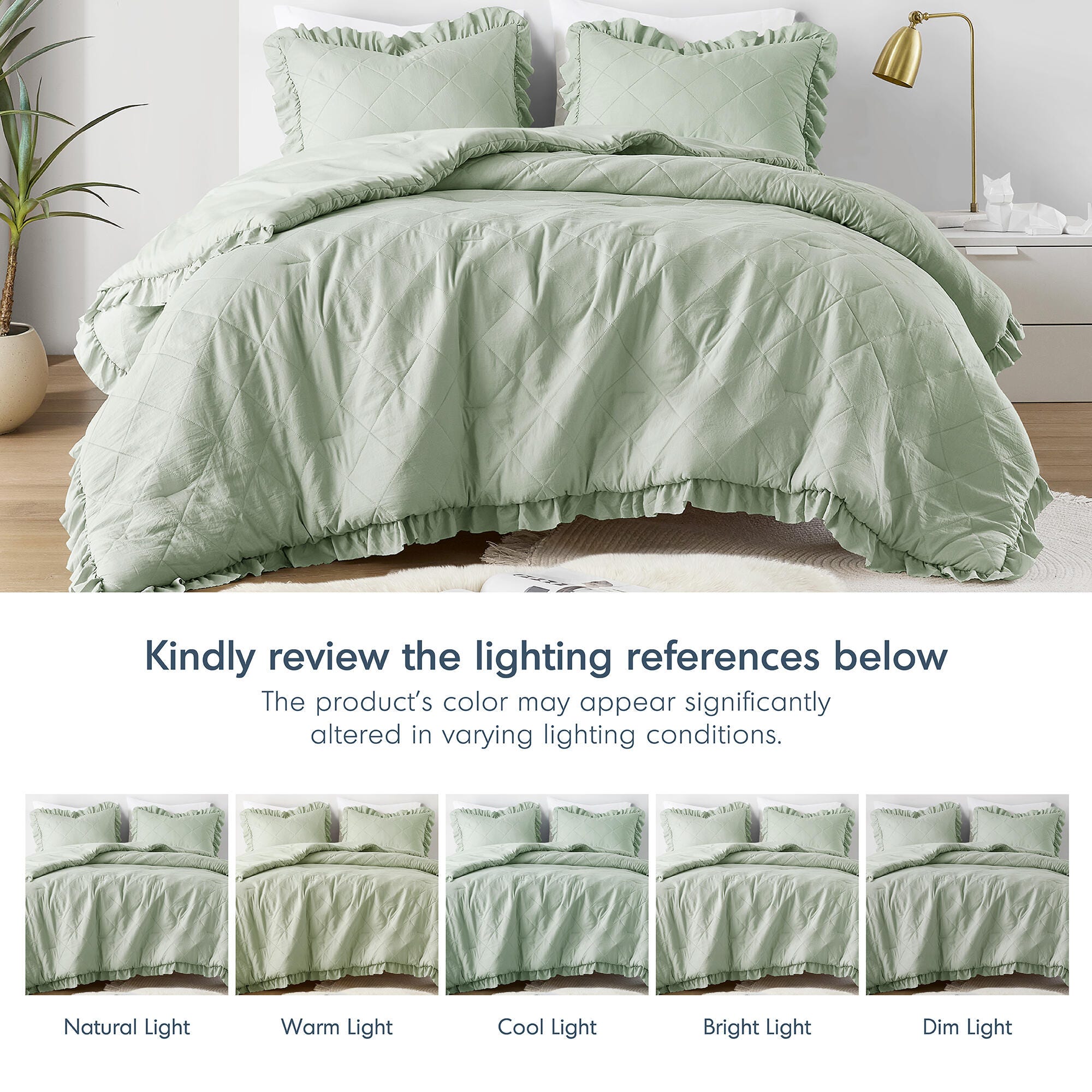 Super Listing Phoebe 3-Piece King/California King Comforter Set, Sage, large