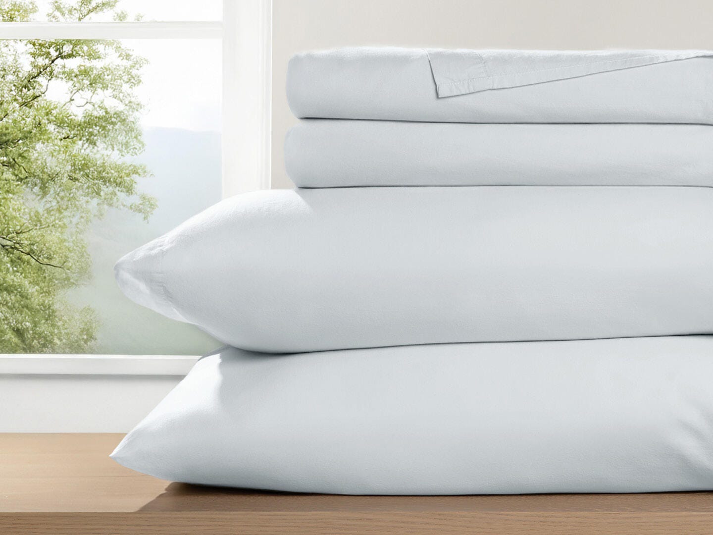 iEnjoy Home Percale 4 Piece California King Sheet Set, Blue Mist, large