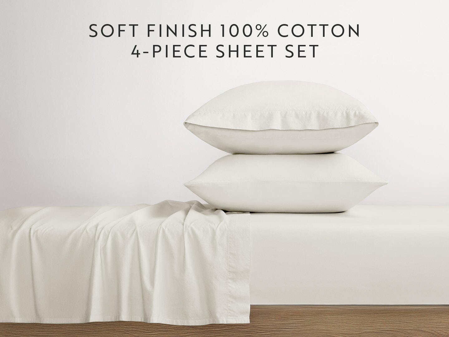 iEnjoy Home Percale 4 Piece California King Sheet Set, Ivory, large
