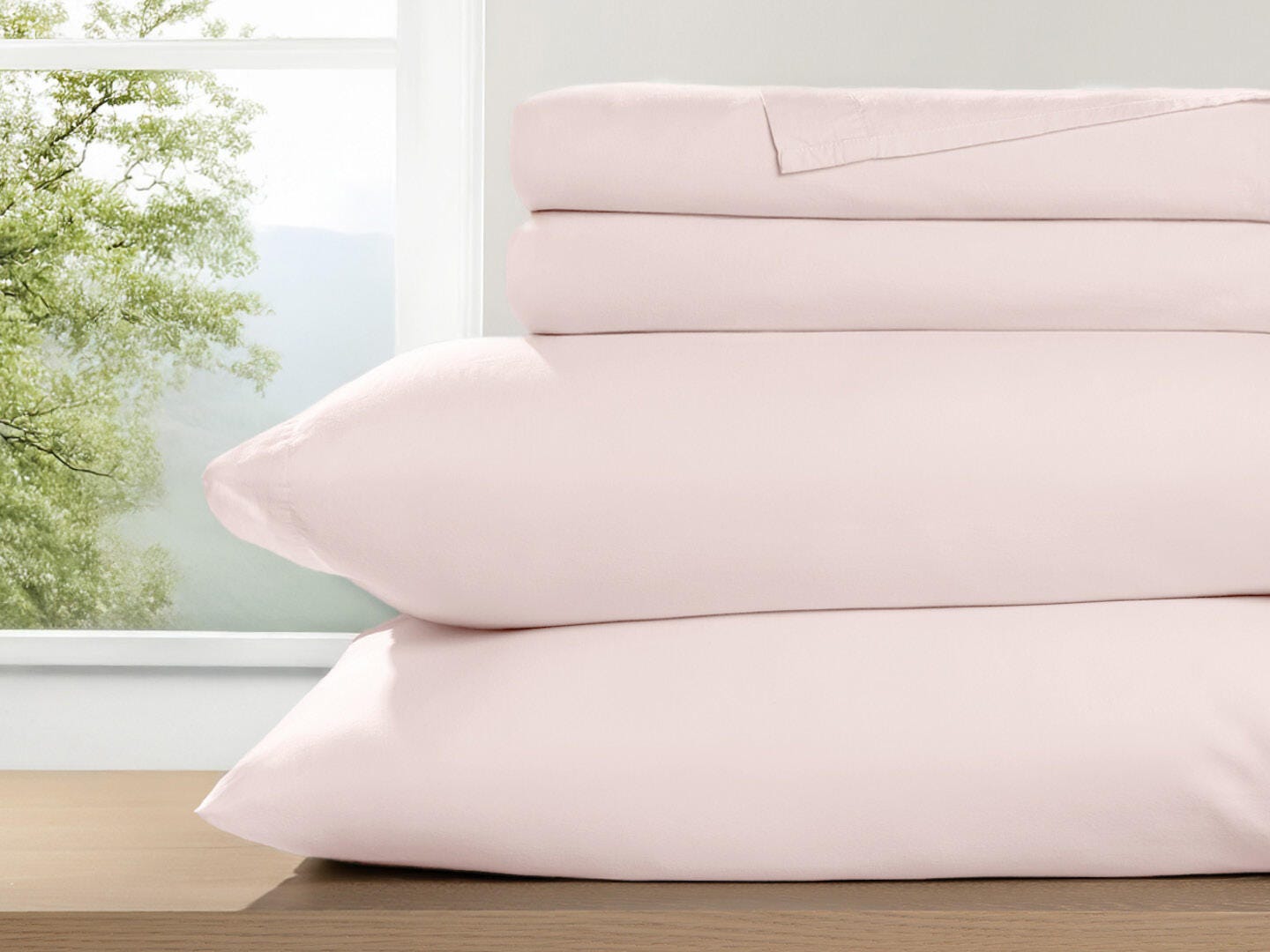 iEnjoy Home Percale 4 Piece California King Sheet Set, Rose, large