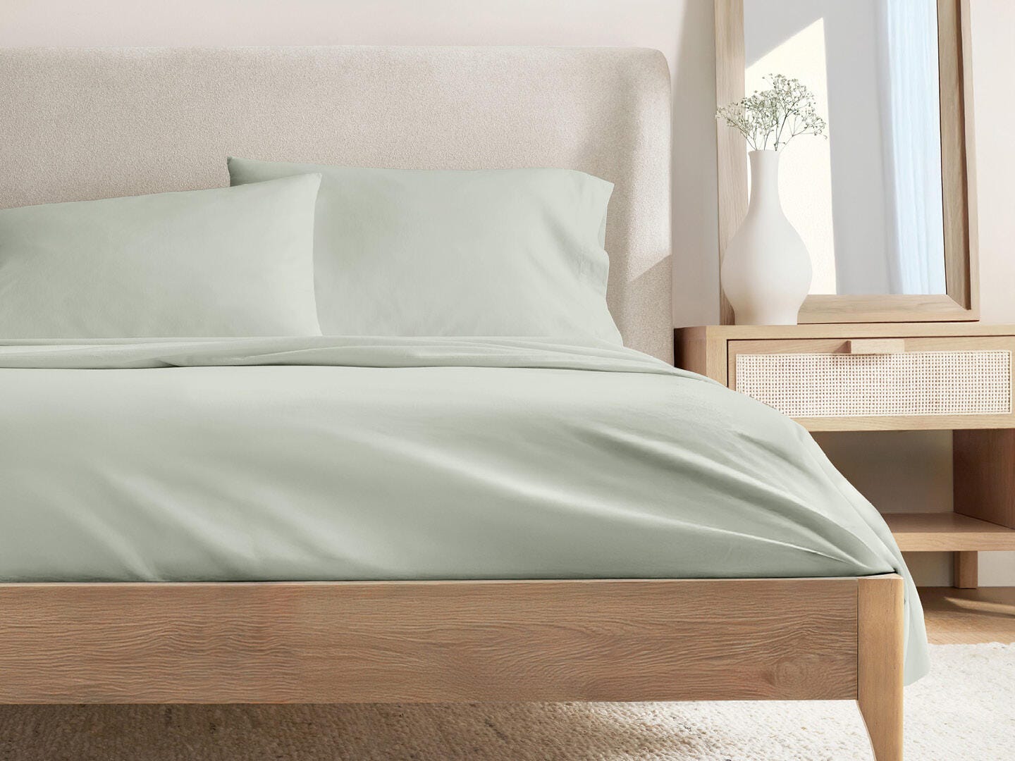 iEnjoy Home Percale 4 Piece California King Sheet Set, Green Haze, large